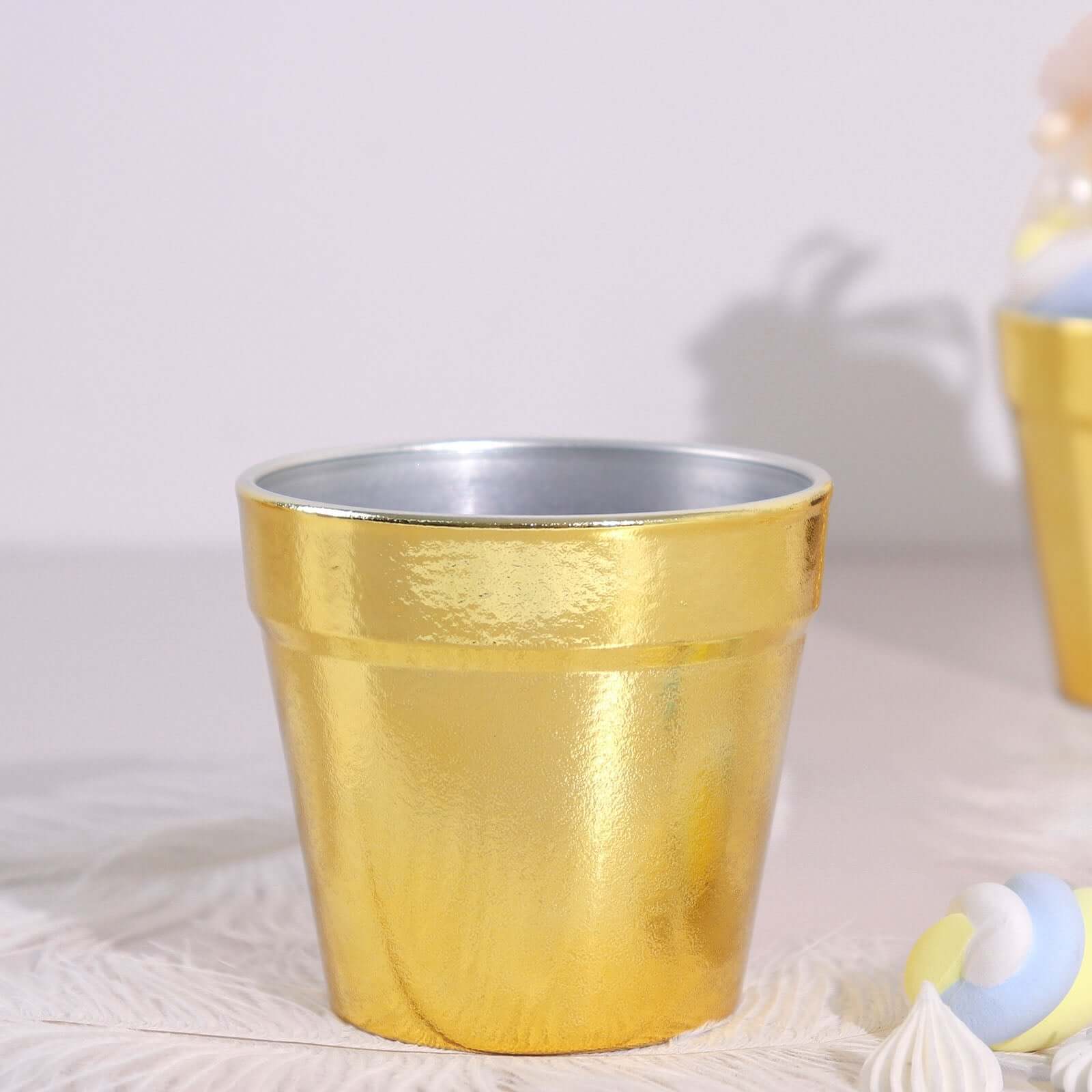 6 Pack Gold Plastic Party Favor Bucket-Containers, Mini Succulent Nursery Planters, Flower Pot Crafts 3" - Image 11
