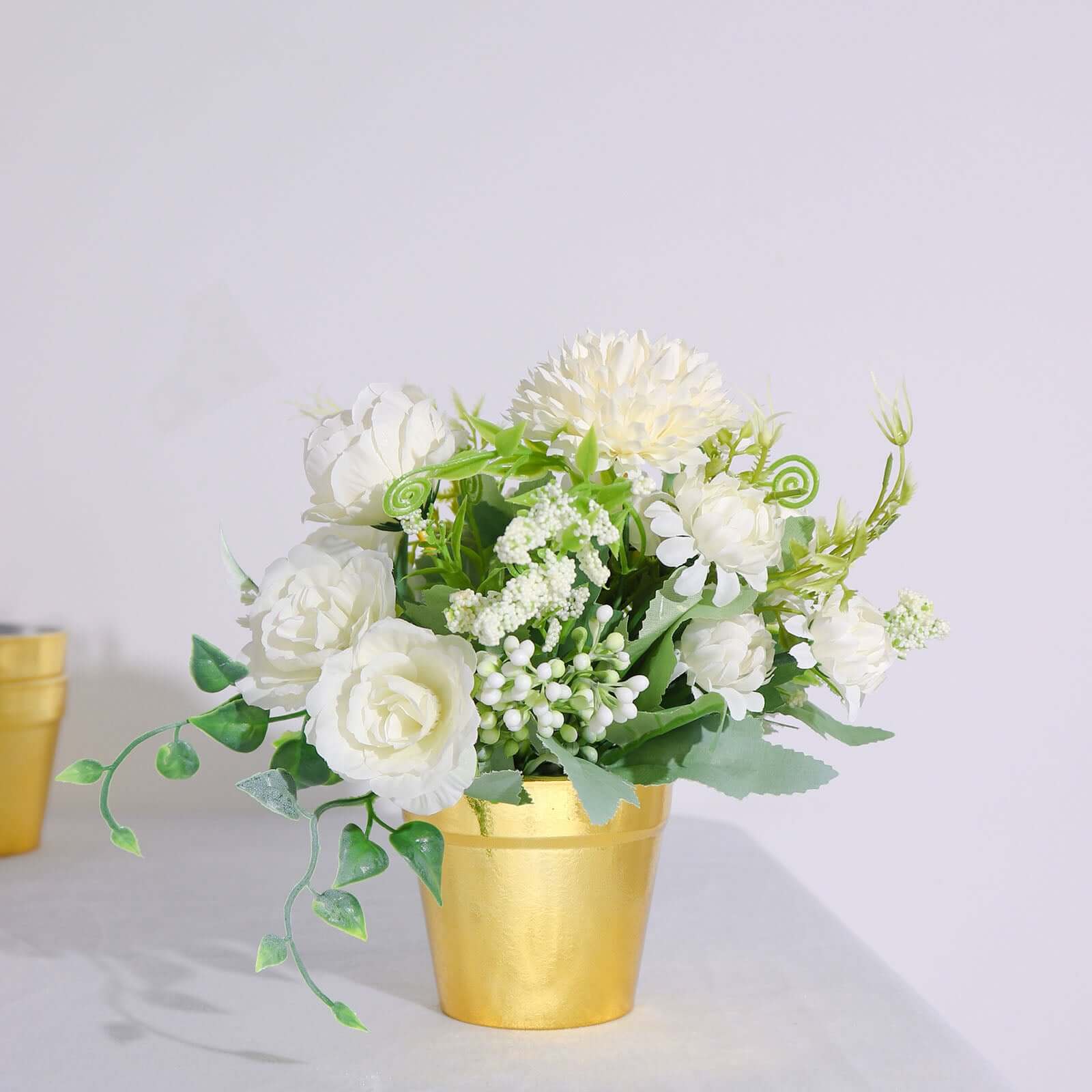 6 Pack Gold Plastic Party Favor Bucket-Containers, Mini Succulent Nursery Planters, Flower Pot Crafts 3" - Image 2