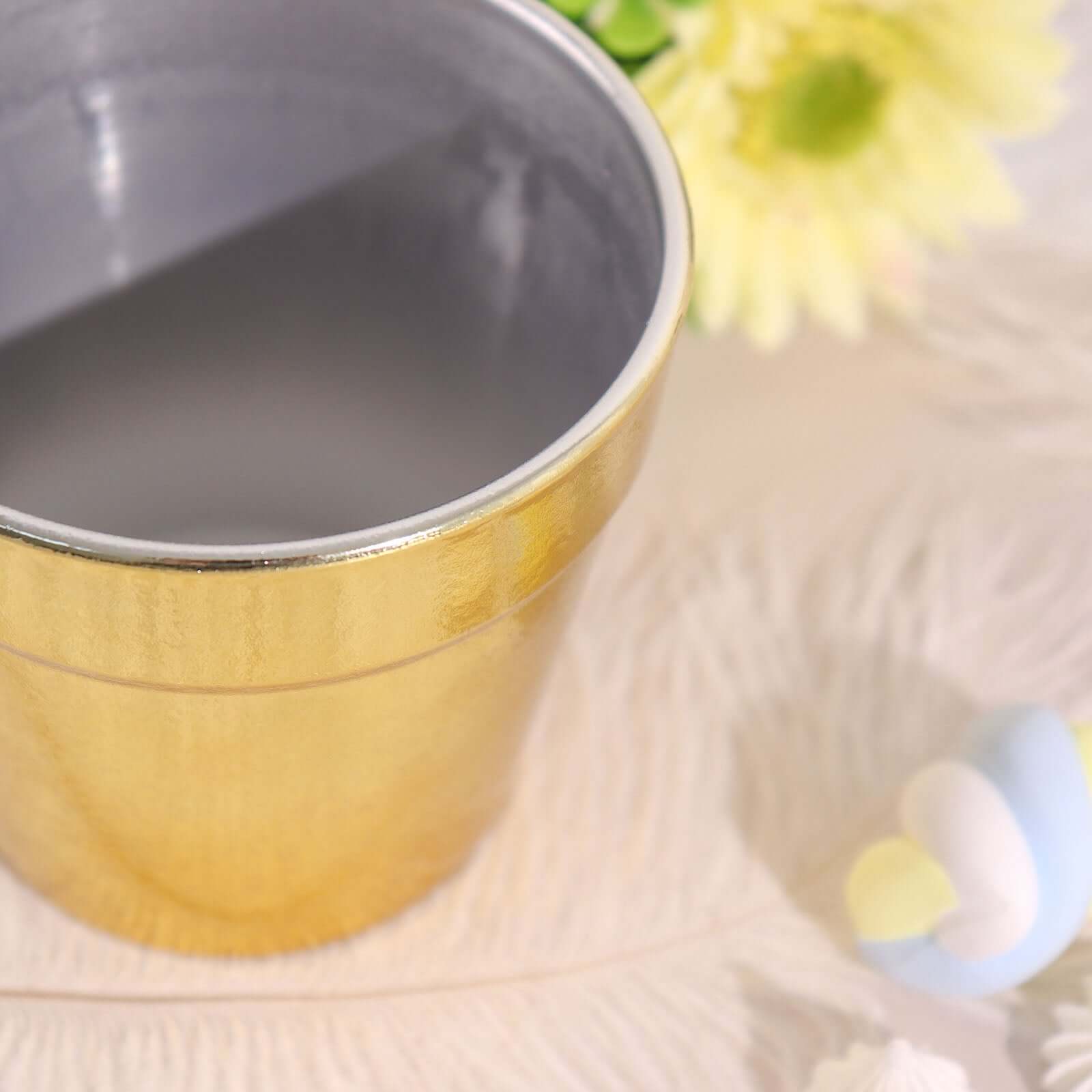 6 Pack Gold Plastic Party Favor Bucket-Containers, Mini Succulent Nursery Planters, Flower Pot Crafts 3" - Image 9
