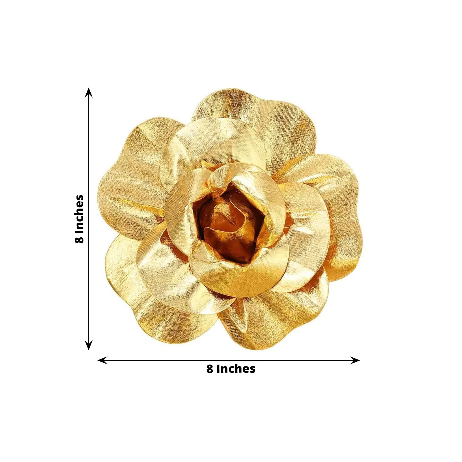 6 Pack Metallic Gold Real Touch Artificial Foam DIY Craft Roses 8" - Image 3