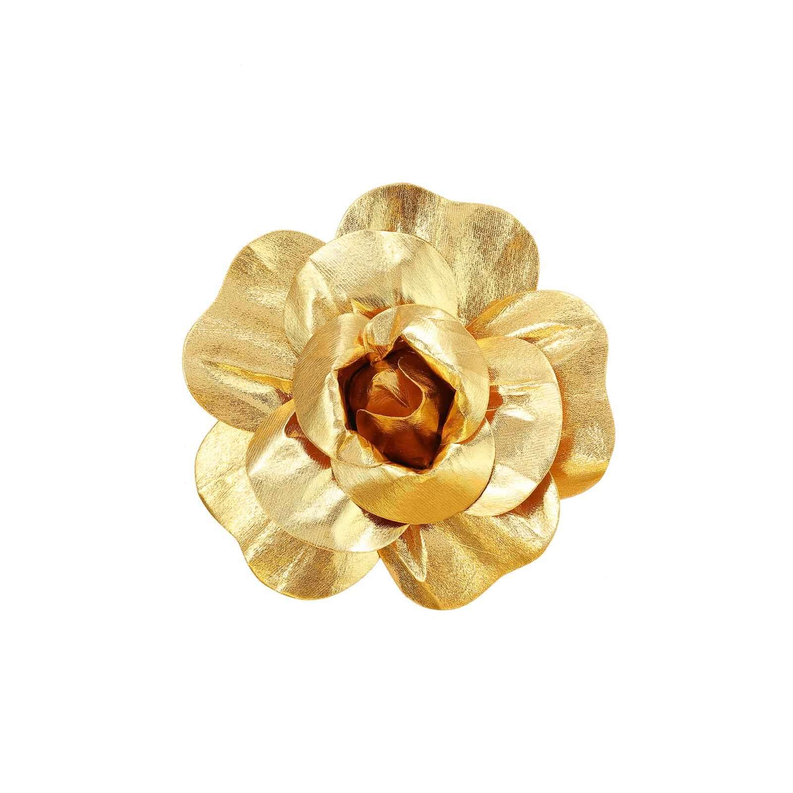 6 Pack Metallic Gold Real Touch Artificial Foam DIY Craft Roses 8" - Image 5
