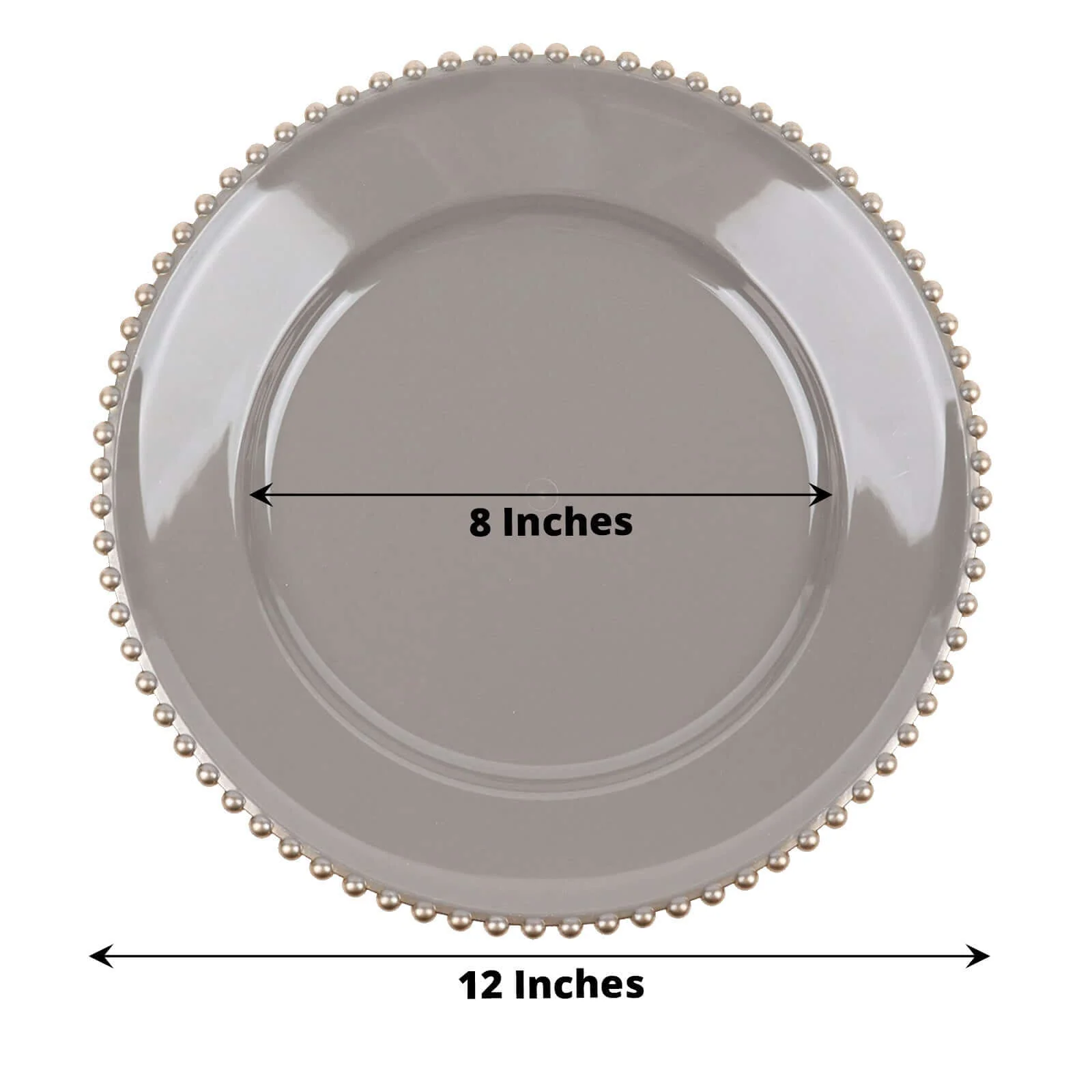 6-Pack Acrylic Charger Plates 13" Round Charcoal Gray with Gold Beaded Rim - Decorative Dinner Party Charger Tableware - Image 3