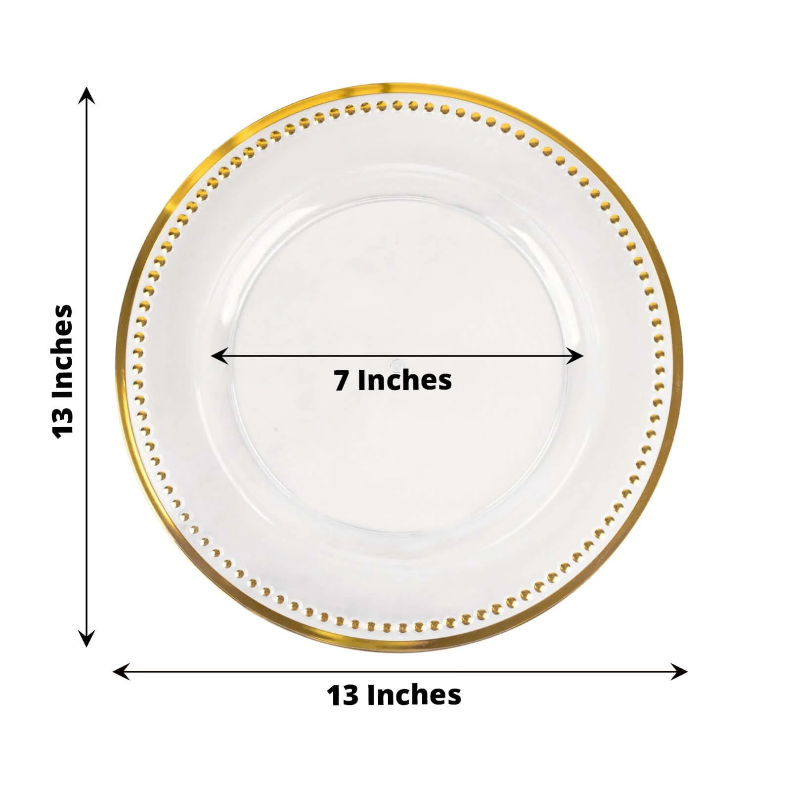6-Pack Acrylic Charger Plates 13" Round Clear With Gold Beaded Rim - Dinner Charger Tabletop Decor - Image 3