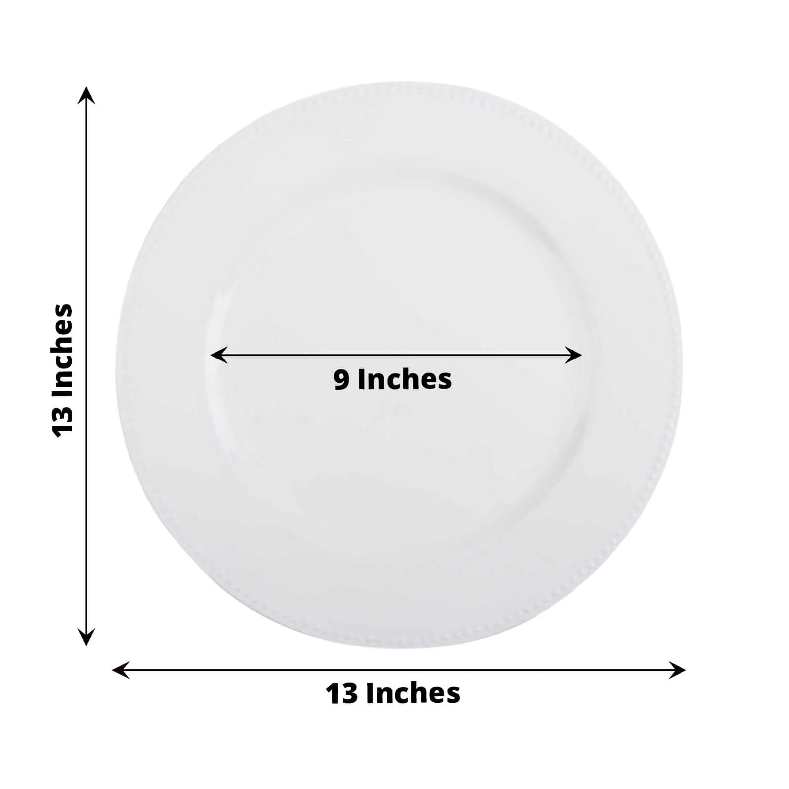 6-Pack Acrylic Charger Plates 13" Round White Beaded Rim - Dinner Charger Event Tabletop Decor - Image 3