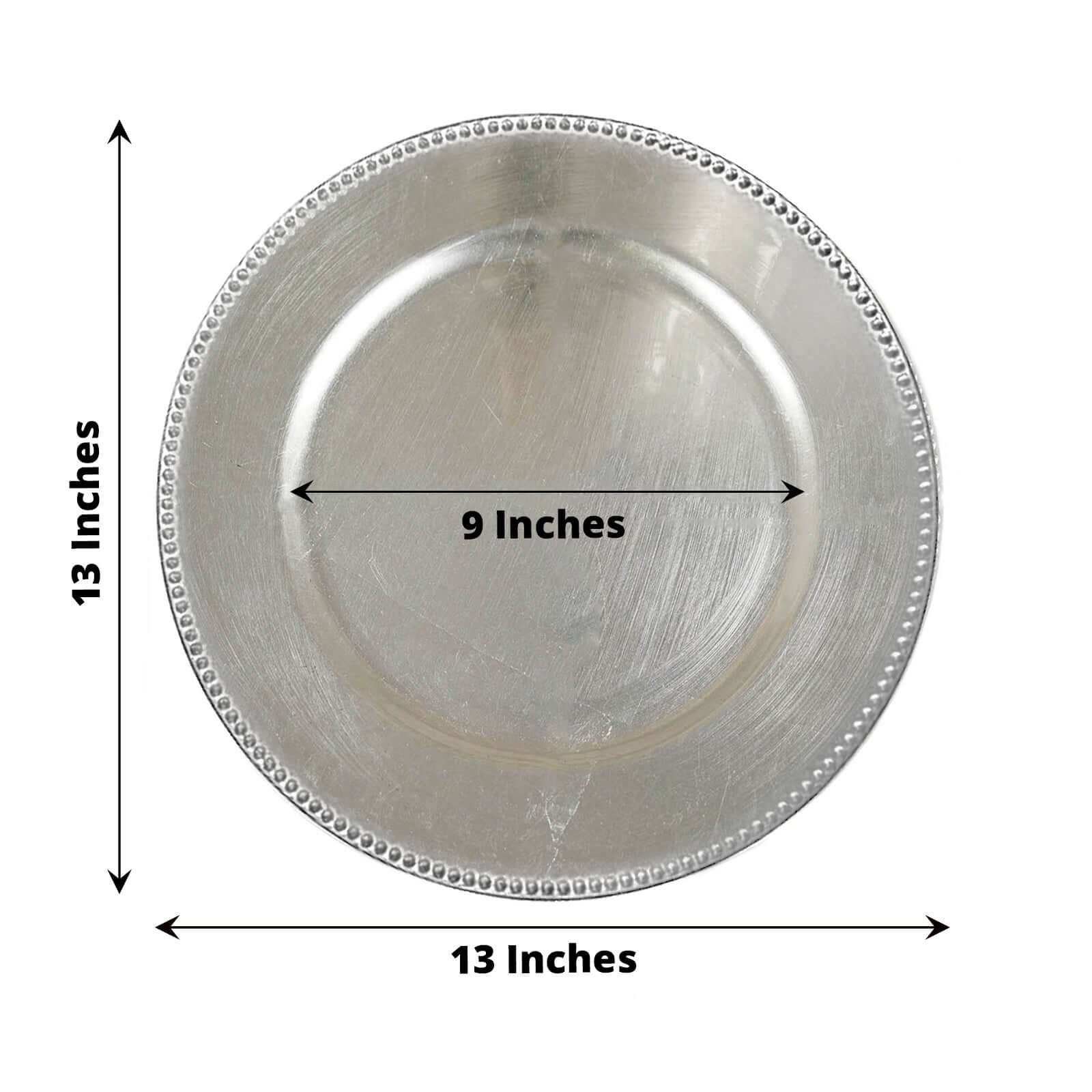 6-Pack Acrylic Charger Plates 13" Round Silver Beaded Rim - Dinner Charger Tabletop Decor - Image 3