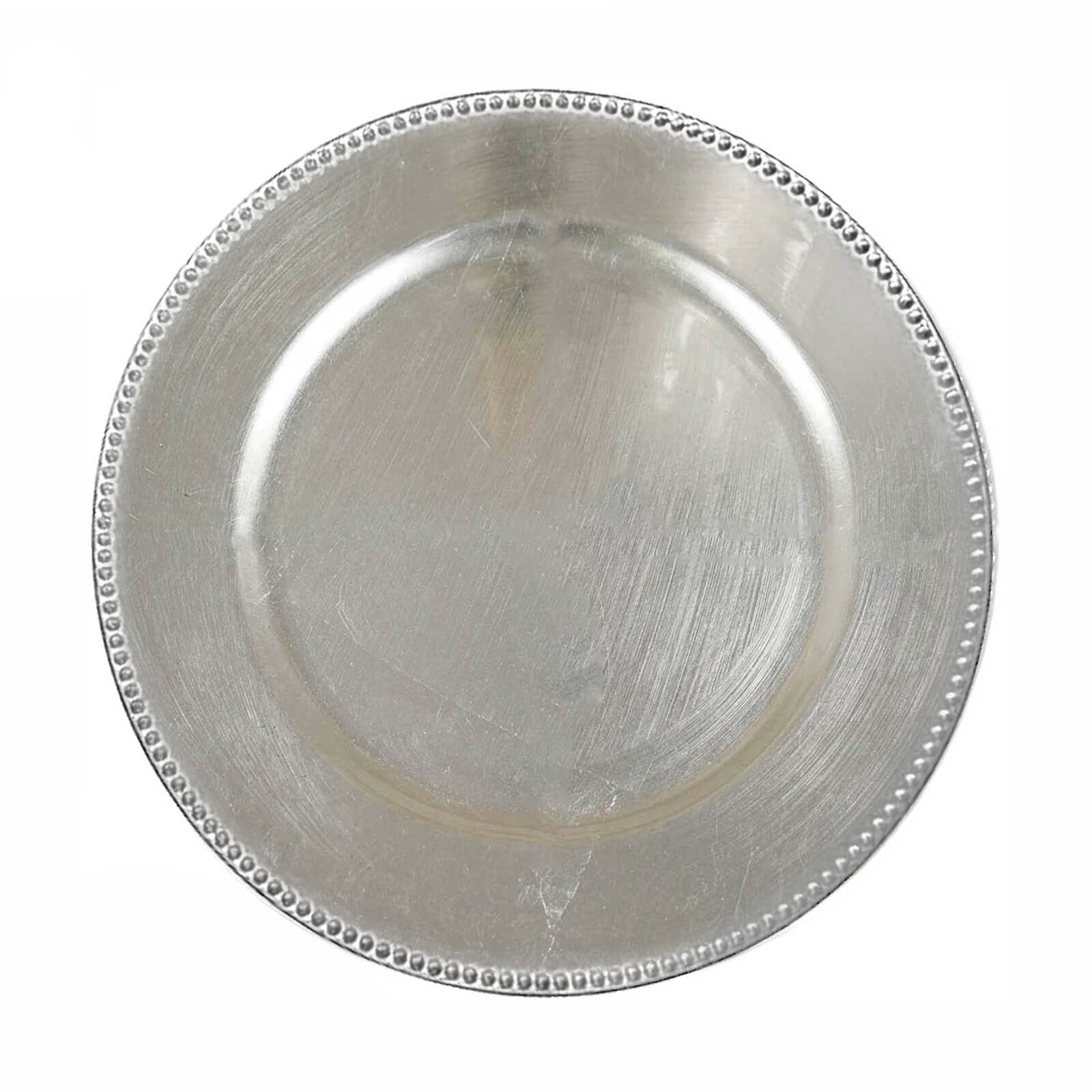6-Pack Acrylic Charger Plates 13" Round Silver Beaded Rim - Dinner Charger Tabletop Decor - Image 6