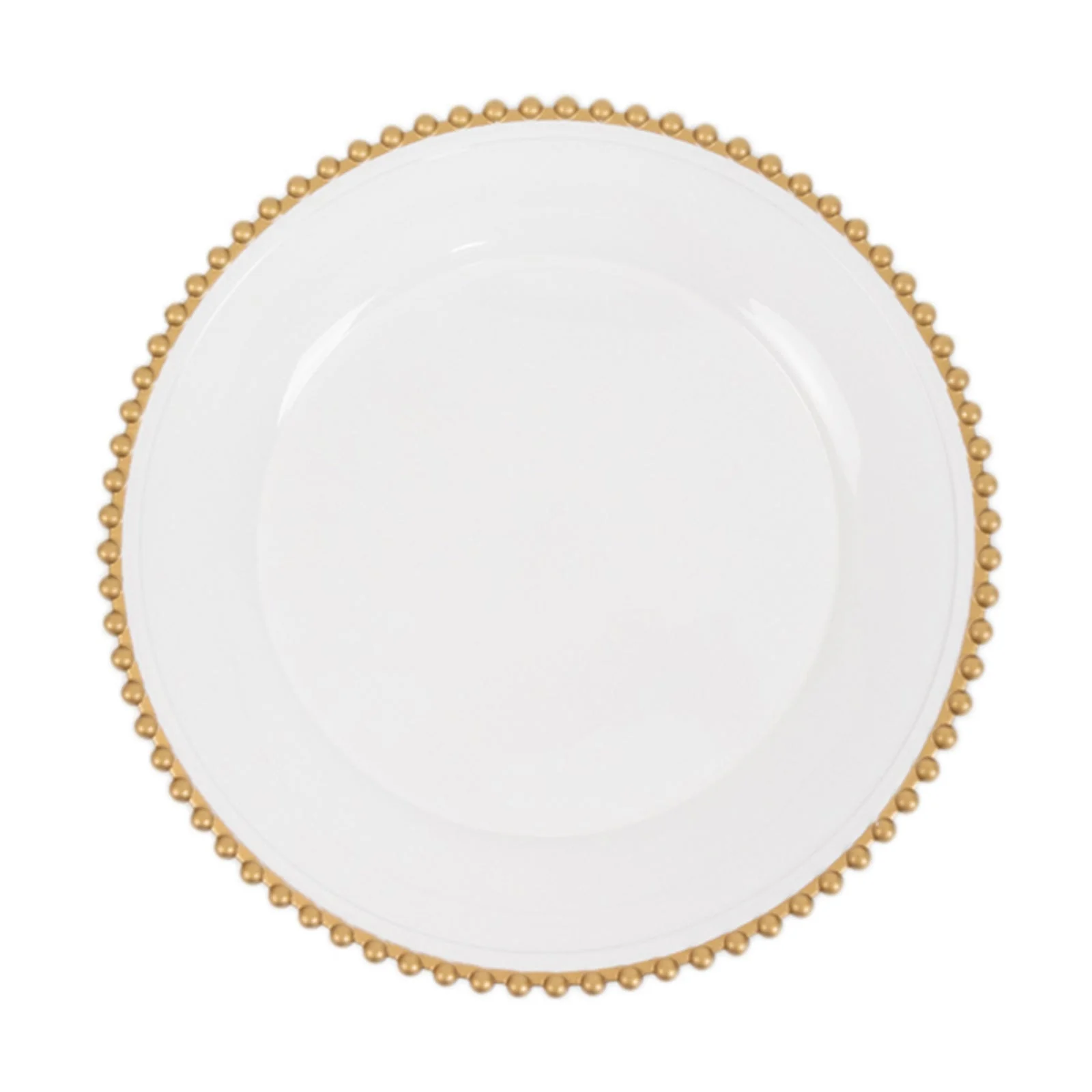 6-Pack Acrylic Charger Plates 13" Round White with Gold Beaded Rim - Decorative Dinner Party Charger Tableware - Image 4