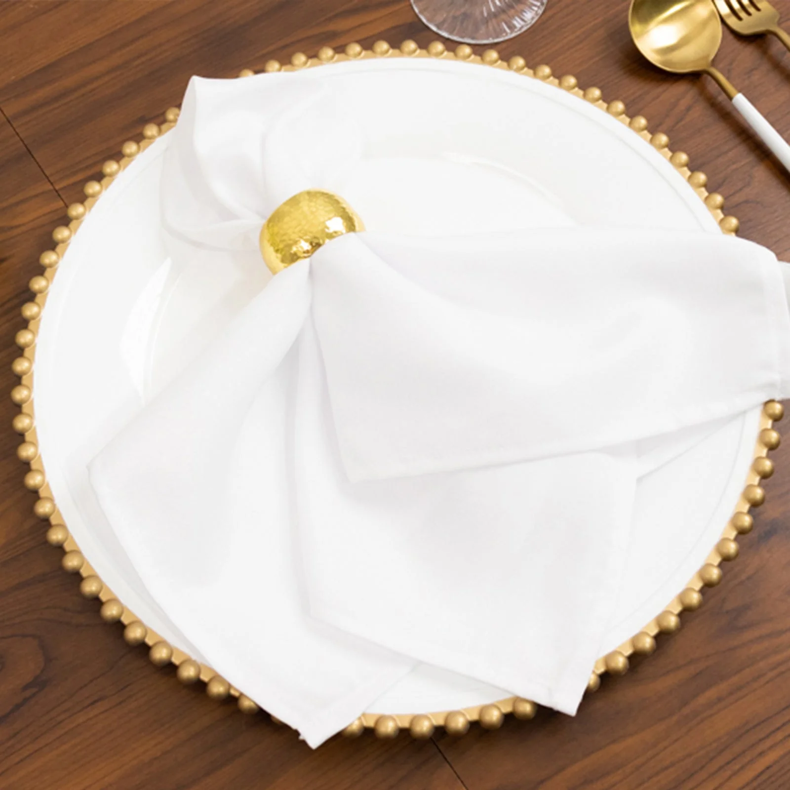 6-Pack Acrylic Charger Plates 13" Round White with Gold Beaded Rim - Decorative Dinner Party Charger Tableware - Image 7