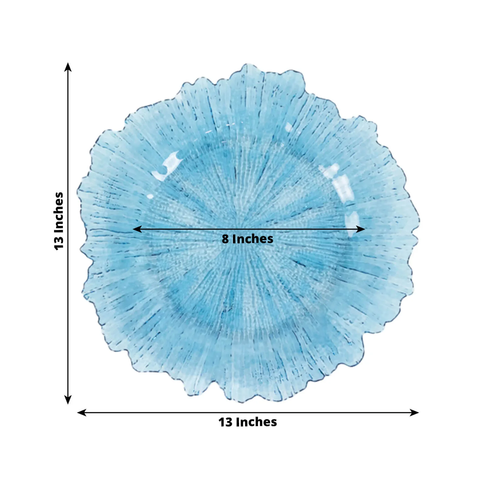 6-Pack Acrylic Plastic Charger Plates 13" Round Transparent Dusty Blue Reef Design - Decorative Dinner Charger Tableware - Image 2