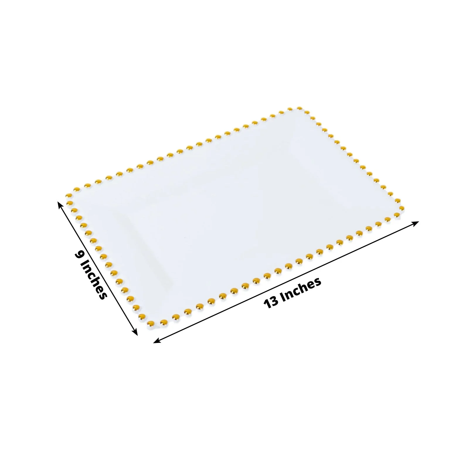 6-Pack Acrylic Serving Trays 9"x13" White with Gold Beaded Rim - Rectangular Food and Dessert Platters - Image 2