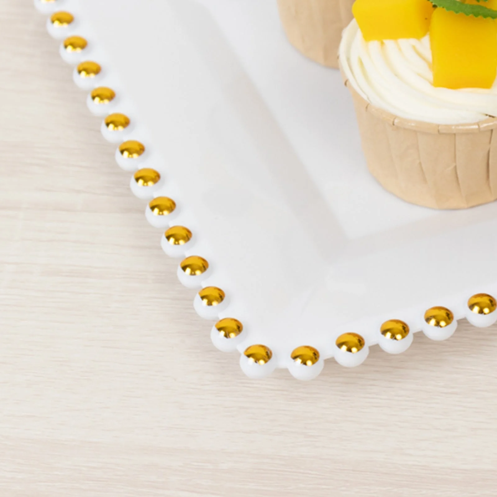 6-Pack Acrylic Serving Trays 9"x13" White with Gold Beaded Rim - Rectangular Food and Dessert Platters - Image 8