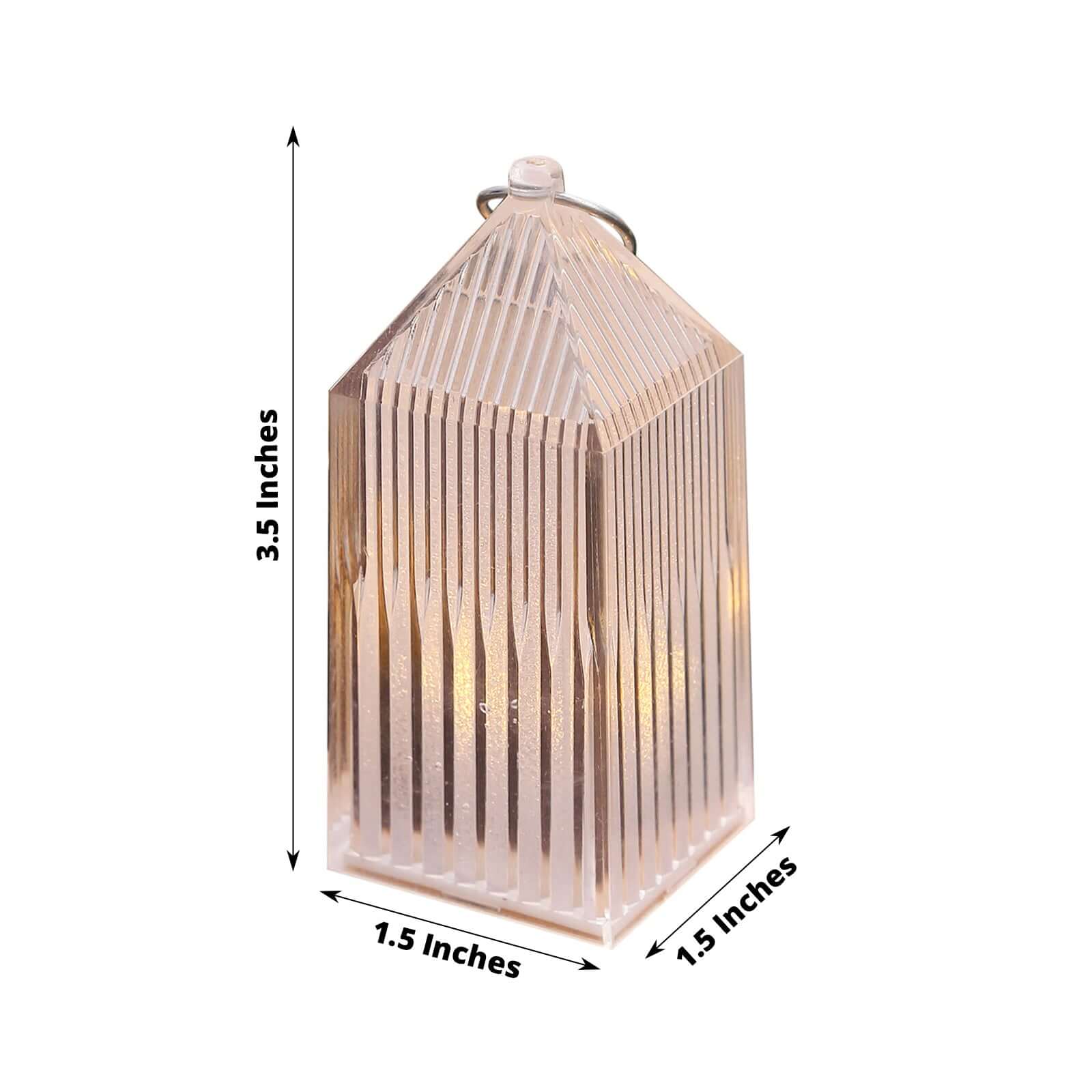 6-Pack Clear Acrylic LED Hanging Lanterns 3.5" Warm White Design - Battery Operated Dimmable Decorative Centerpiece - Image 3