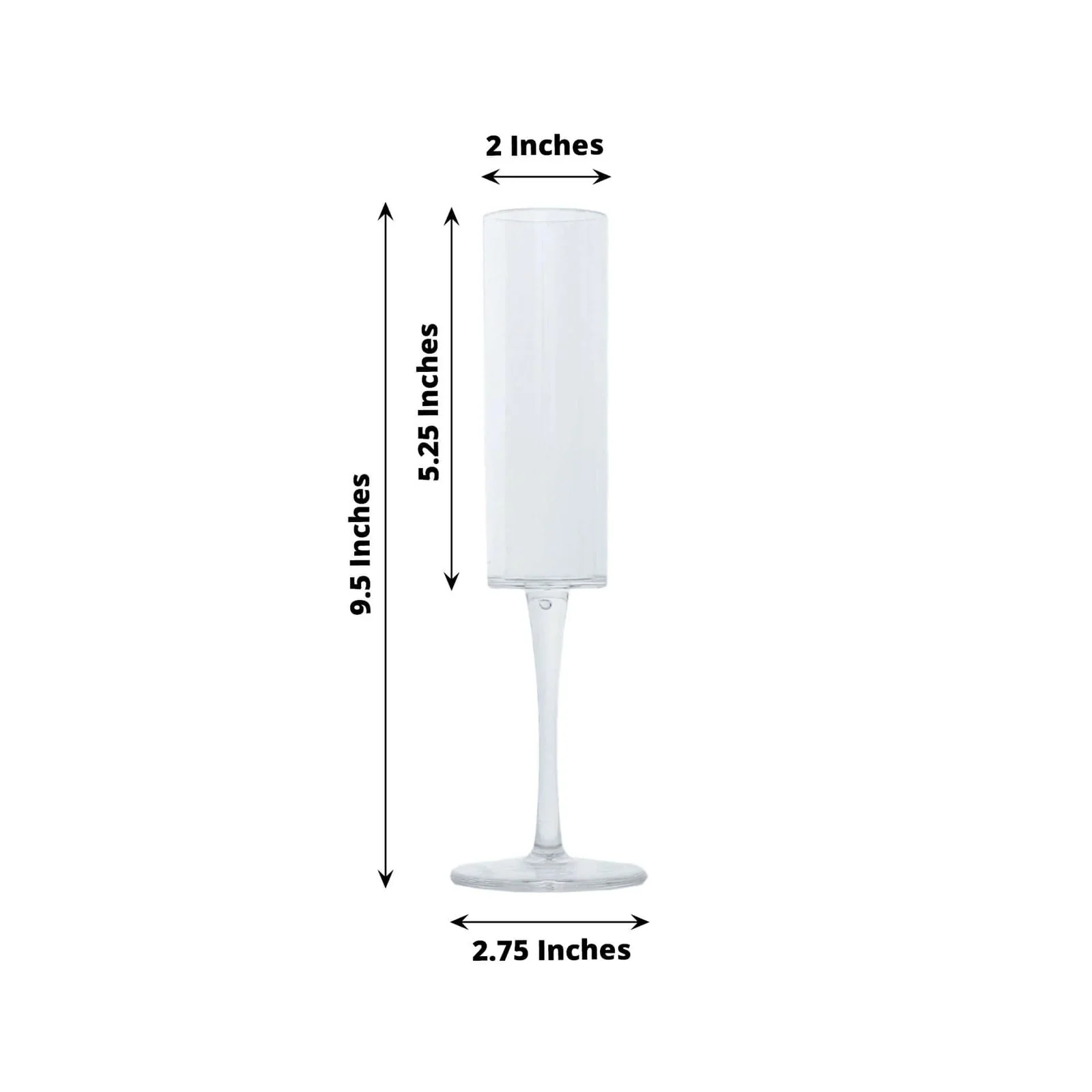 6-Pack Clear Plastic Champagne Flute Glasses 6oz, Cylindrical Shape with Long Stems - Reusable Wine Mimosa Goblets 9.5" Tall - Image 3