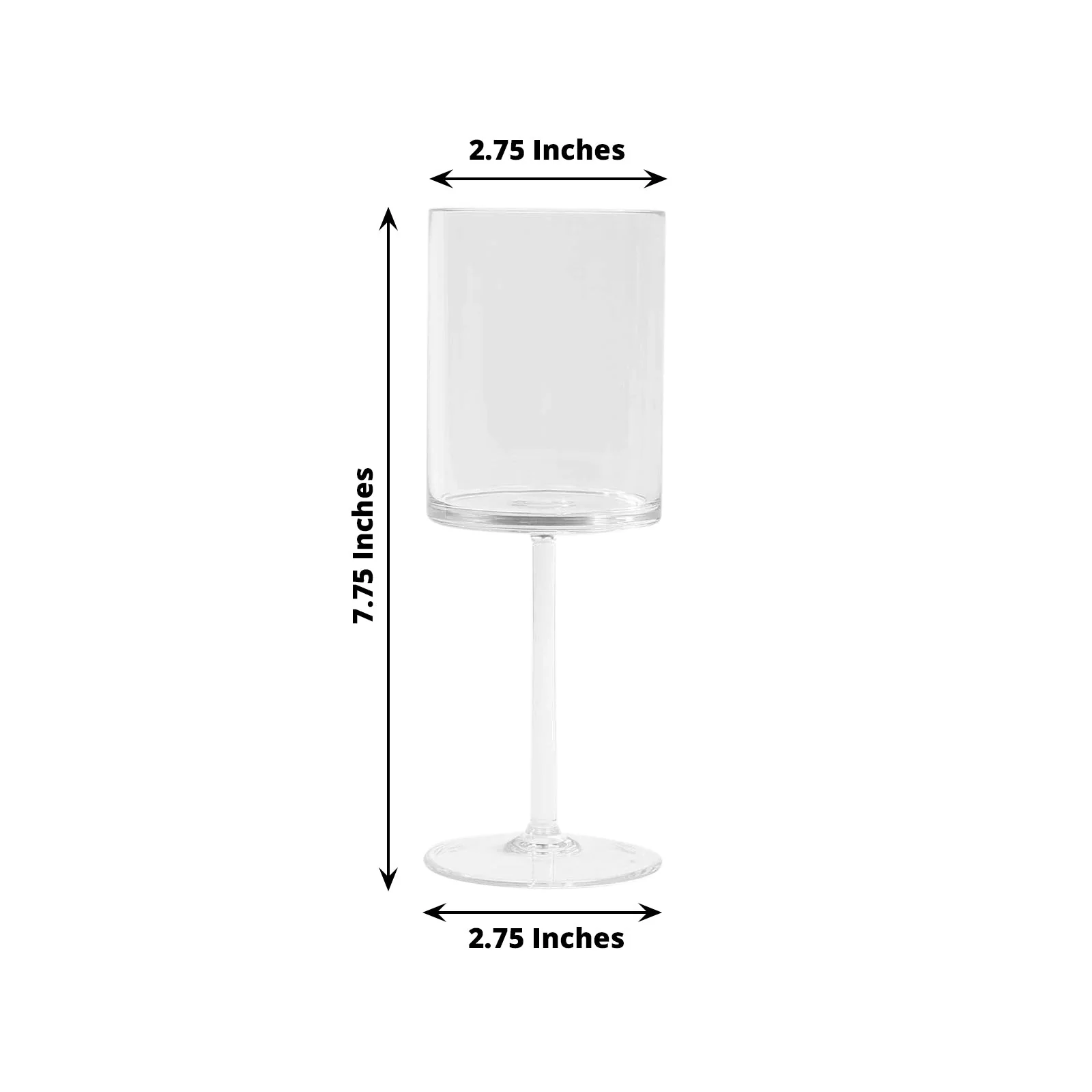 6-Pack Clear Plastic Cylindrical Wine Glasses 10oz, Long Stem - Shatterproof Reusable Cocktail Glasses - Image 3