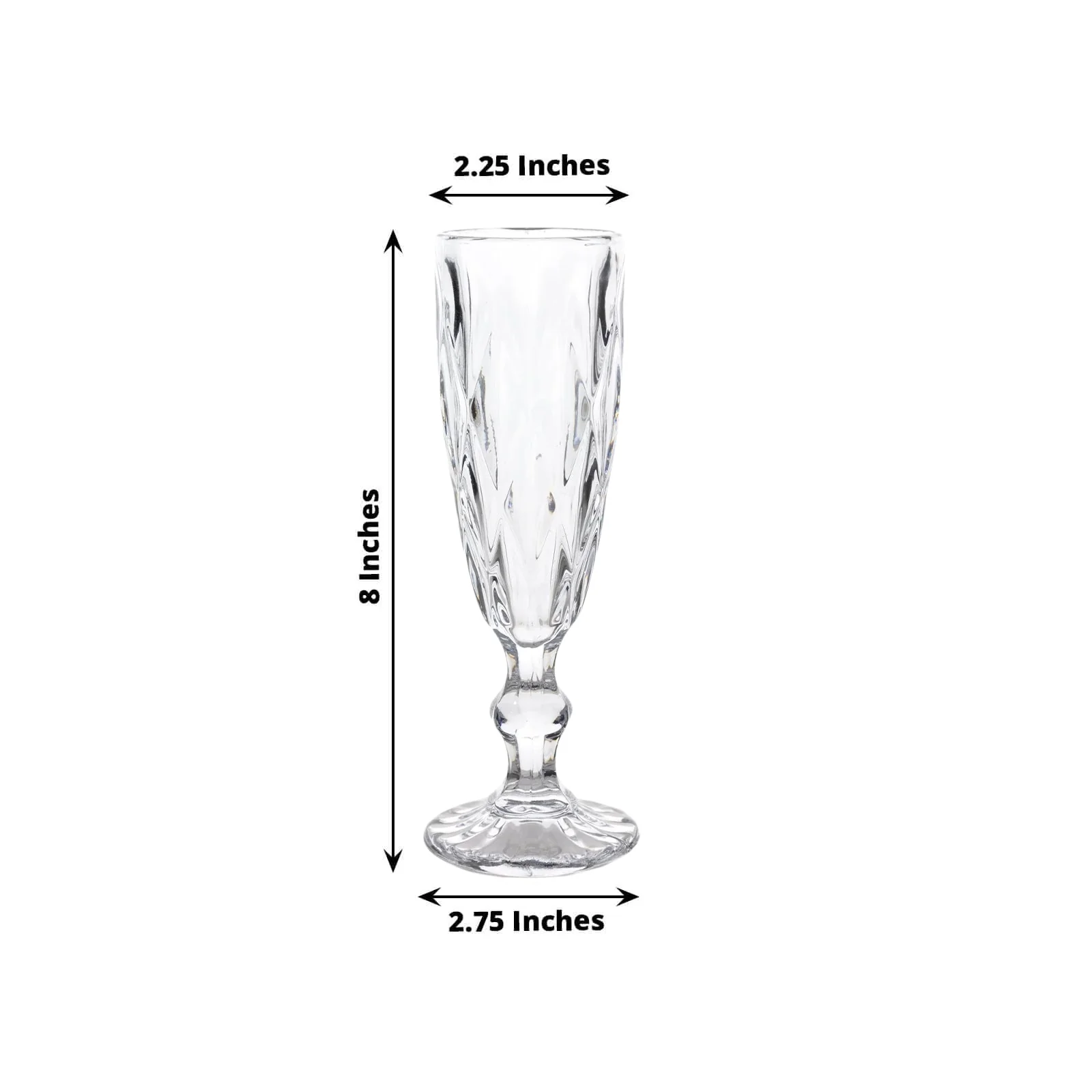 6-Pack Crystal Cut Champagne Flute Glasses 6oz Textured Design Clear 8" - Wine Goblets for Toasts & Celebrations - Image 2