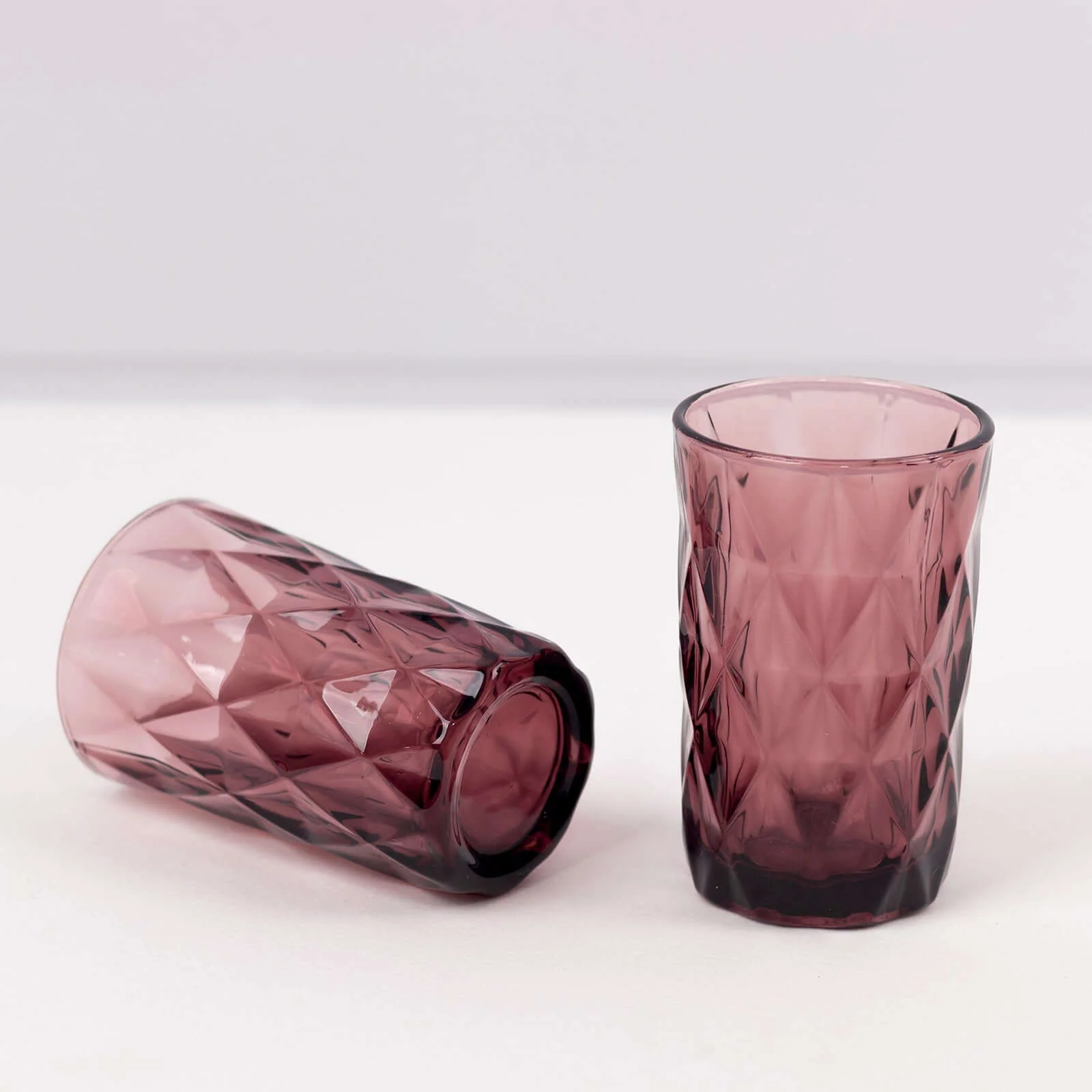 6-Pack Crystal Cut Whiskey Glasses 12oz Textured Design with Heavy Base Dusty Rose 5" - Highball Tumblers for Cocktails & Drinks - Image 11