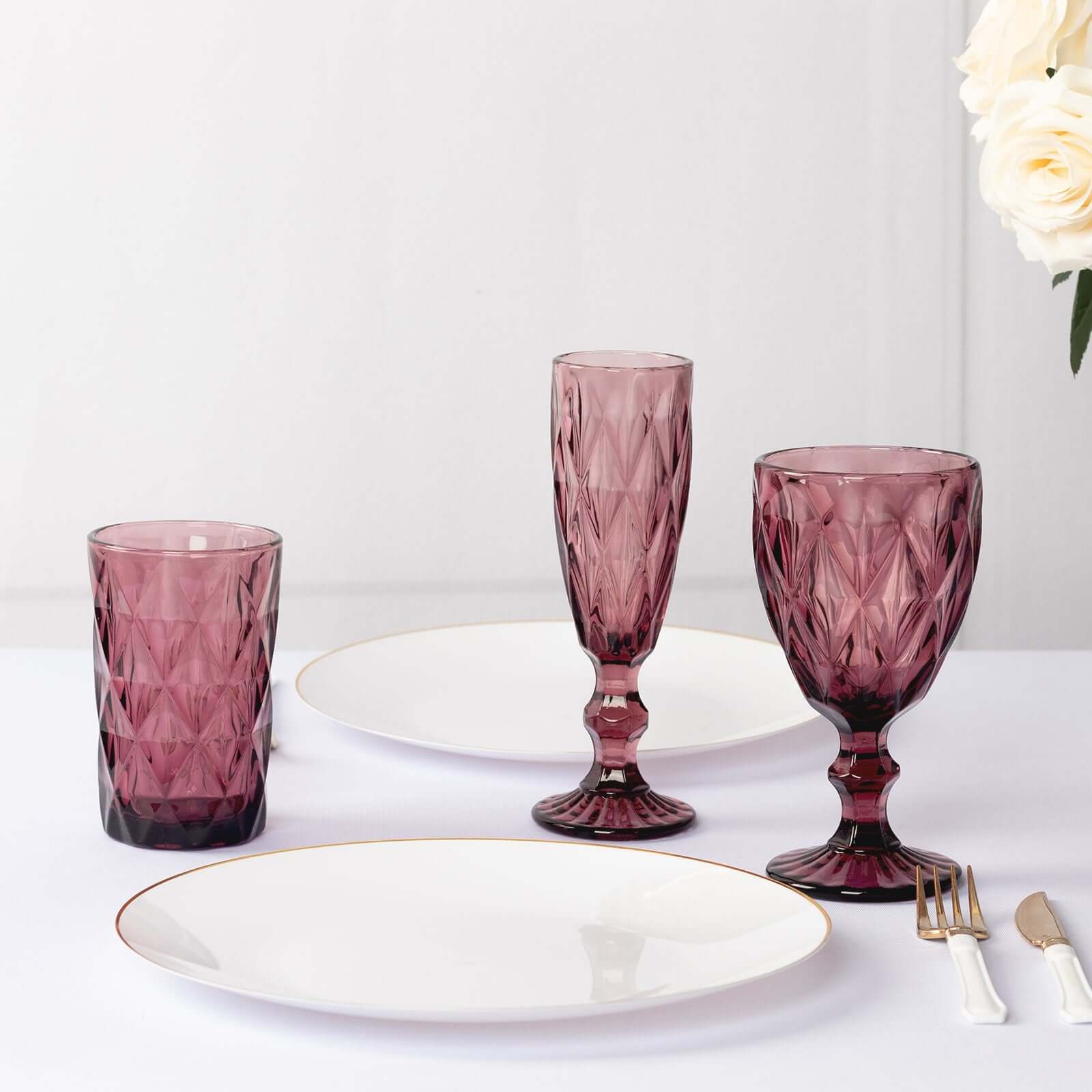 6-Pack Crystal Cut Whiskey Glasses 12oz Textured Design with Heavy Base Dusty Rose 5" - Highball Tumblers for Cocktails & Drinks - Image 14