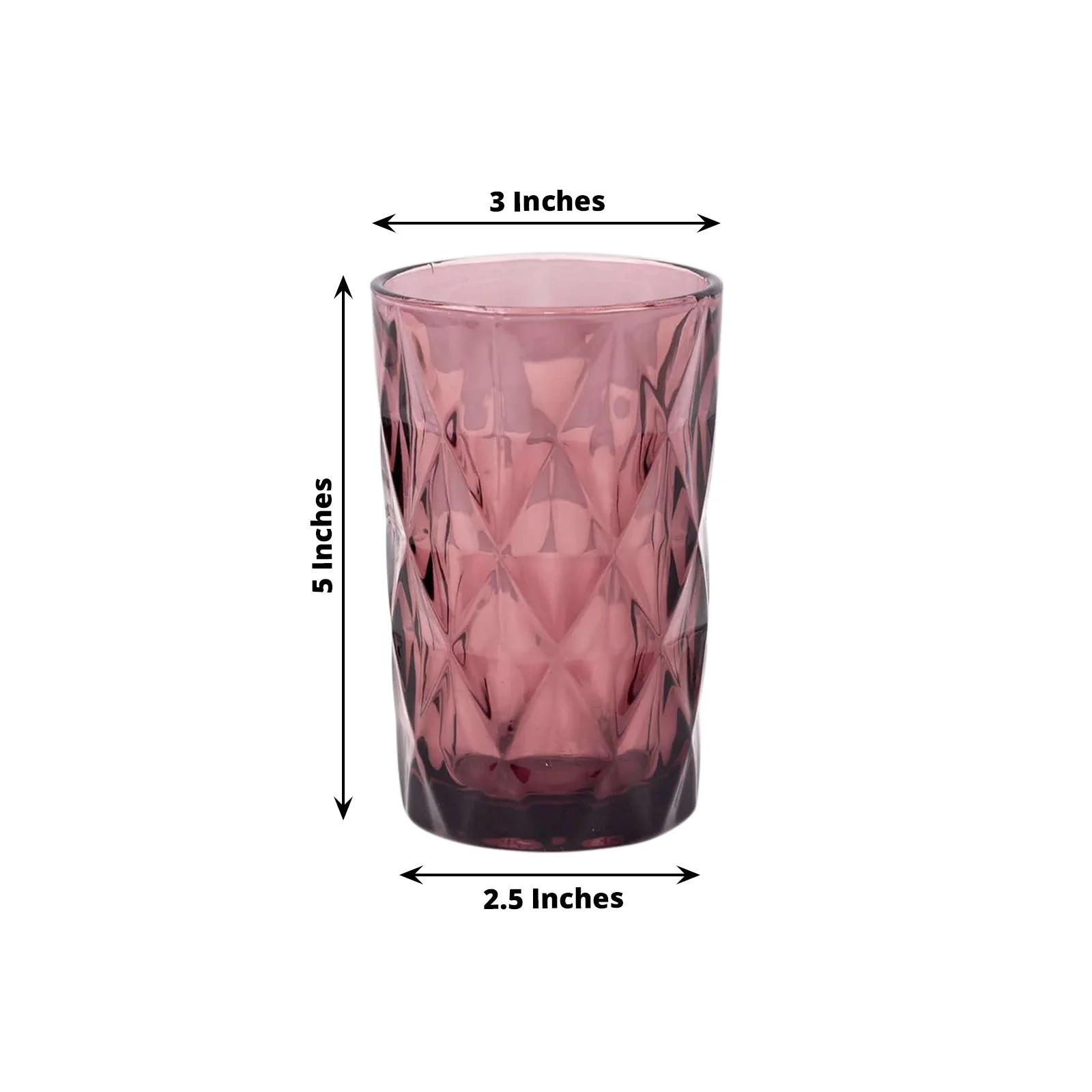 6-Pack Crystal Cut Whiskey Glasses 12oz Textured Design with Heavy Base Dusty Rose 5" - Highball Tumblers for Cocktails & Drinks - Image 3