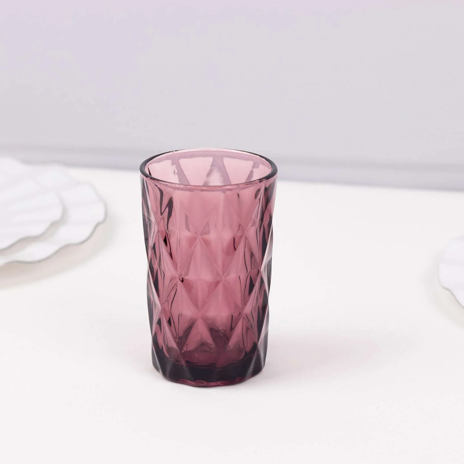 6-Pack Crystal Cut Whiskey Glasses 12oz Textured Design with Heavy Base Dusty Rose 5" - Highball Tumblers for Cocktails & Drinks - Image 9