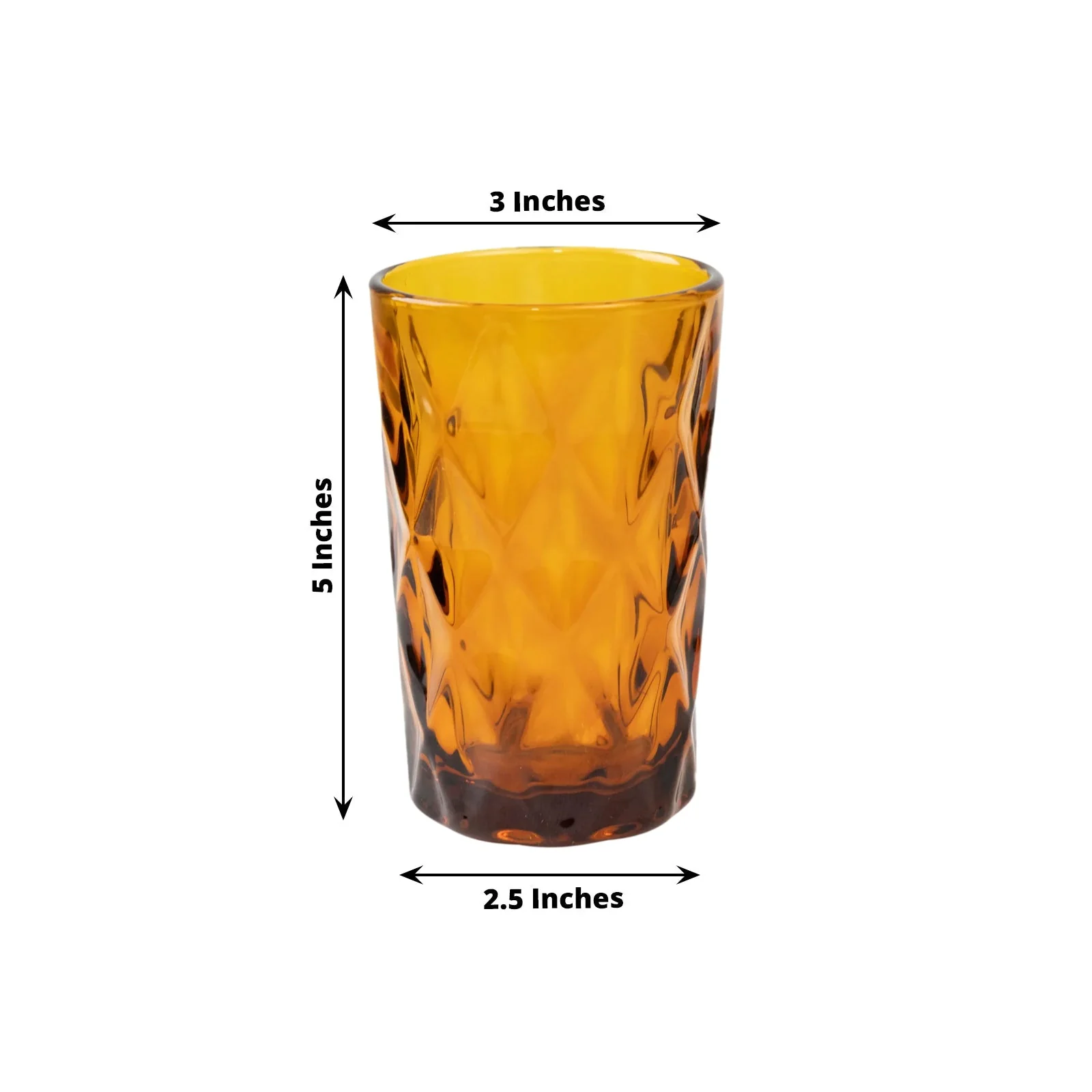 6-Pack Crystal Cut Whiskey Glasses 12oz Textured Design with Heavy Base Transparent Amber Gold 5" - Highball Tumblers for Cocktails & Drinks - Image 2