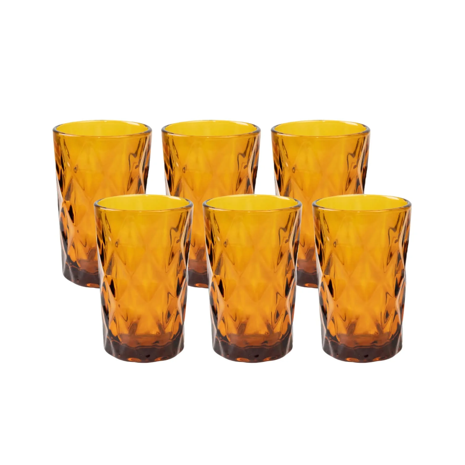 6-Pack Crystal Cut Whiskey Glasses 12oz Textured Design with Heavy Base Transparent Amber Gold 5" - Highball Tumblers for Cocktails & Drinks - Image 5