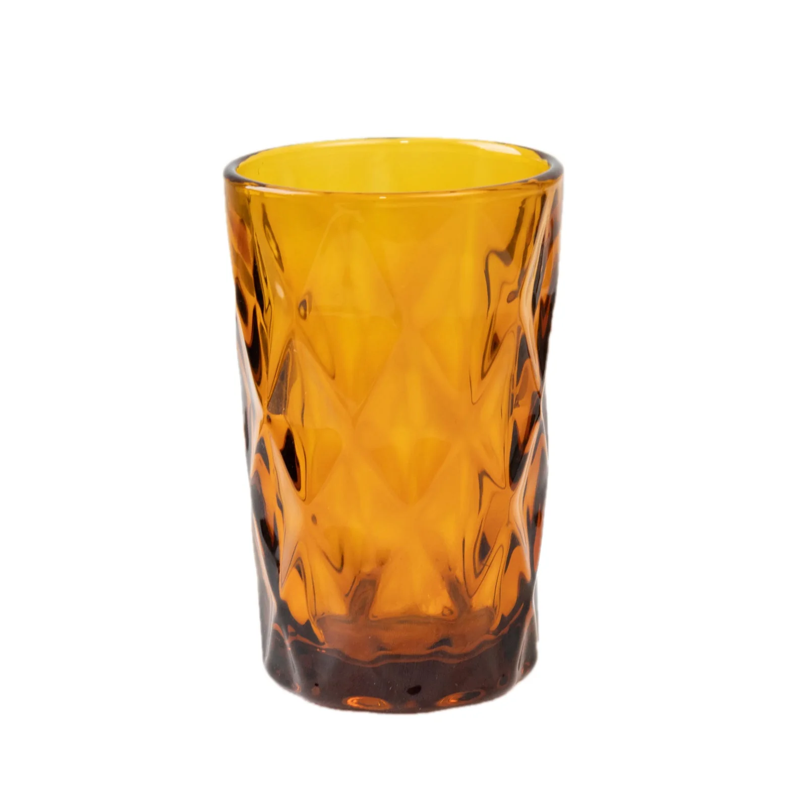 6-Pack Crystal Cut Whiskey Glasses 12oz Textured Design with Heavy Base Transparent Amber Gold 5" - Highball Tumblers for Cocktails & Drinks - Image 6