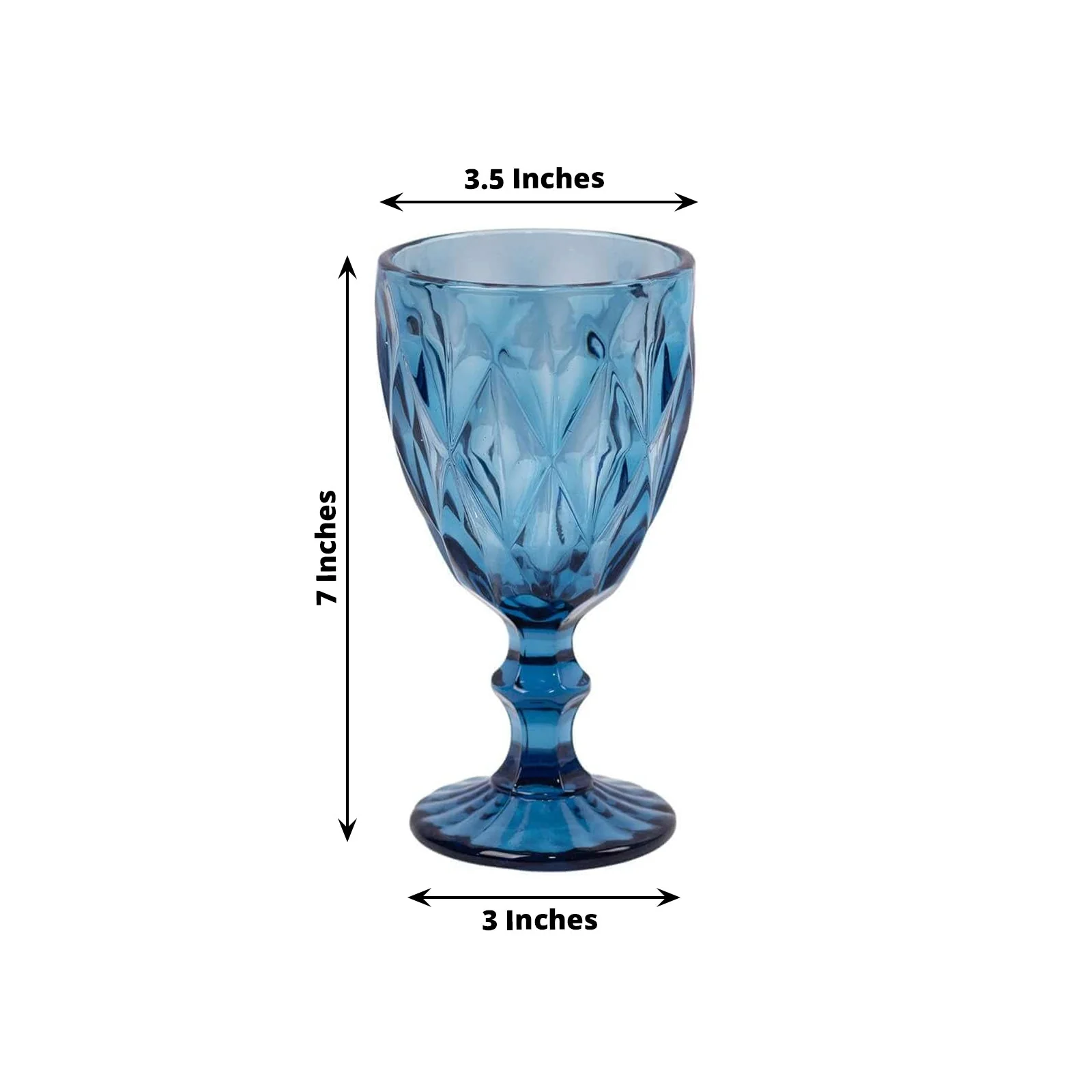 6-Pack Crystal Cut Wine Glasses 12oz Embossed Design Stemmed Ocean Blue 7" - Colored Goblets for Cocktails & Drinks - Image 3