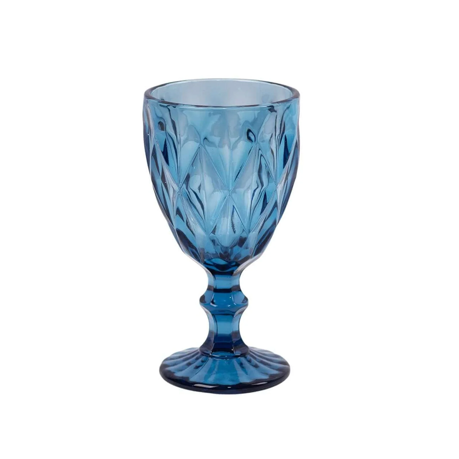 6-Pack Crystal Cut Wine Glasses 12oz Embossed Design Stemmed Ocean Blue 7" - Colored Goblets for Cocktails & Drinks - Image 8