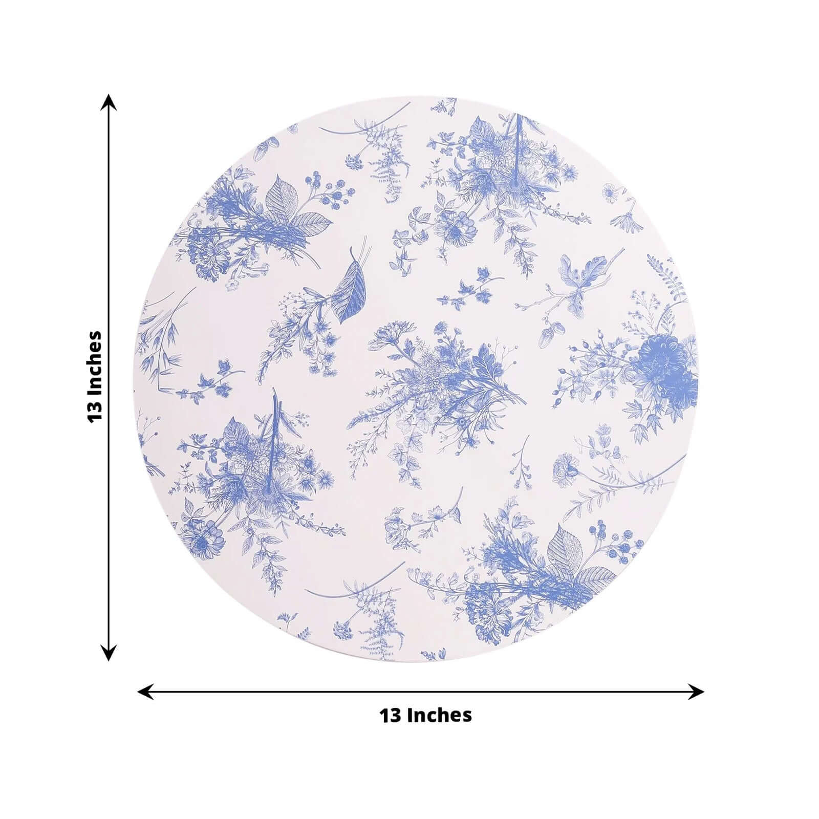 6-Pack Disposable Charger Plates in French Toile Print 13" in White/Blue - 700GSM Floral Paper Chargers for Classy & Convenient Dining - Image 3