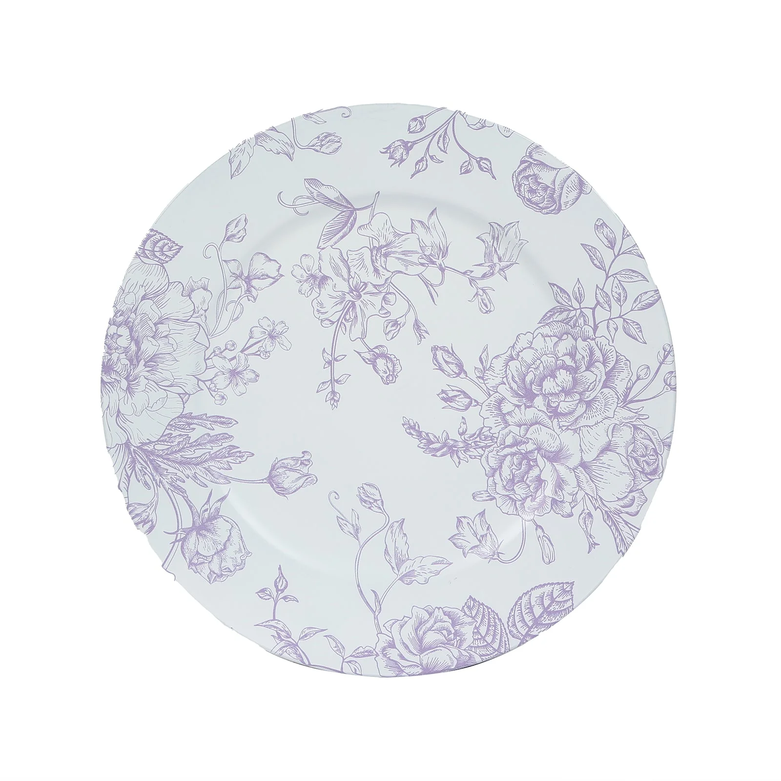 6 Pack Floral Acrylic Charger Plates in French Toile Pattern, Matte Lavender and White Round Dinner Charger Event Tabletop Decor - 13" - Image 5