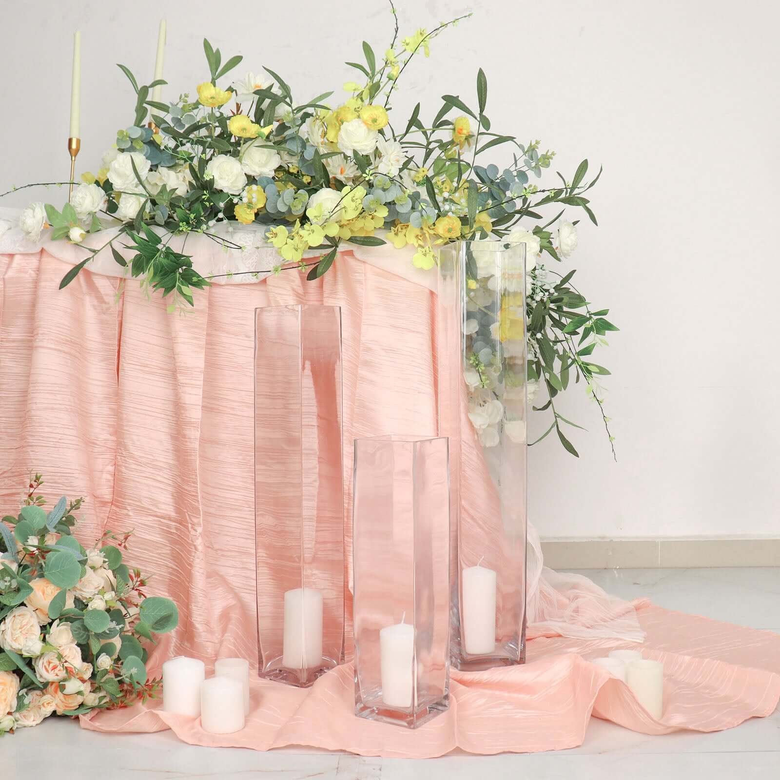 6-Pack Glass Cylinder Vases Square Design 16" Clear - Heavy Duty Flower Centerpieces for Events - Image 7