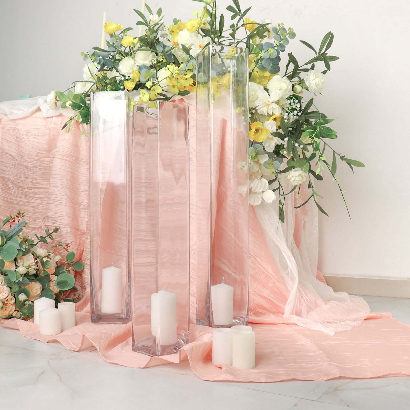 6-Pack Glass Cylinder Vases Square Design 24" Clear - Heavy Duty Flower Centerpieces for Events - Image 11