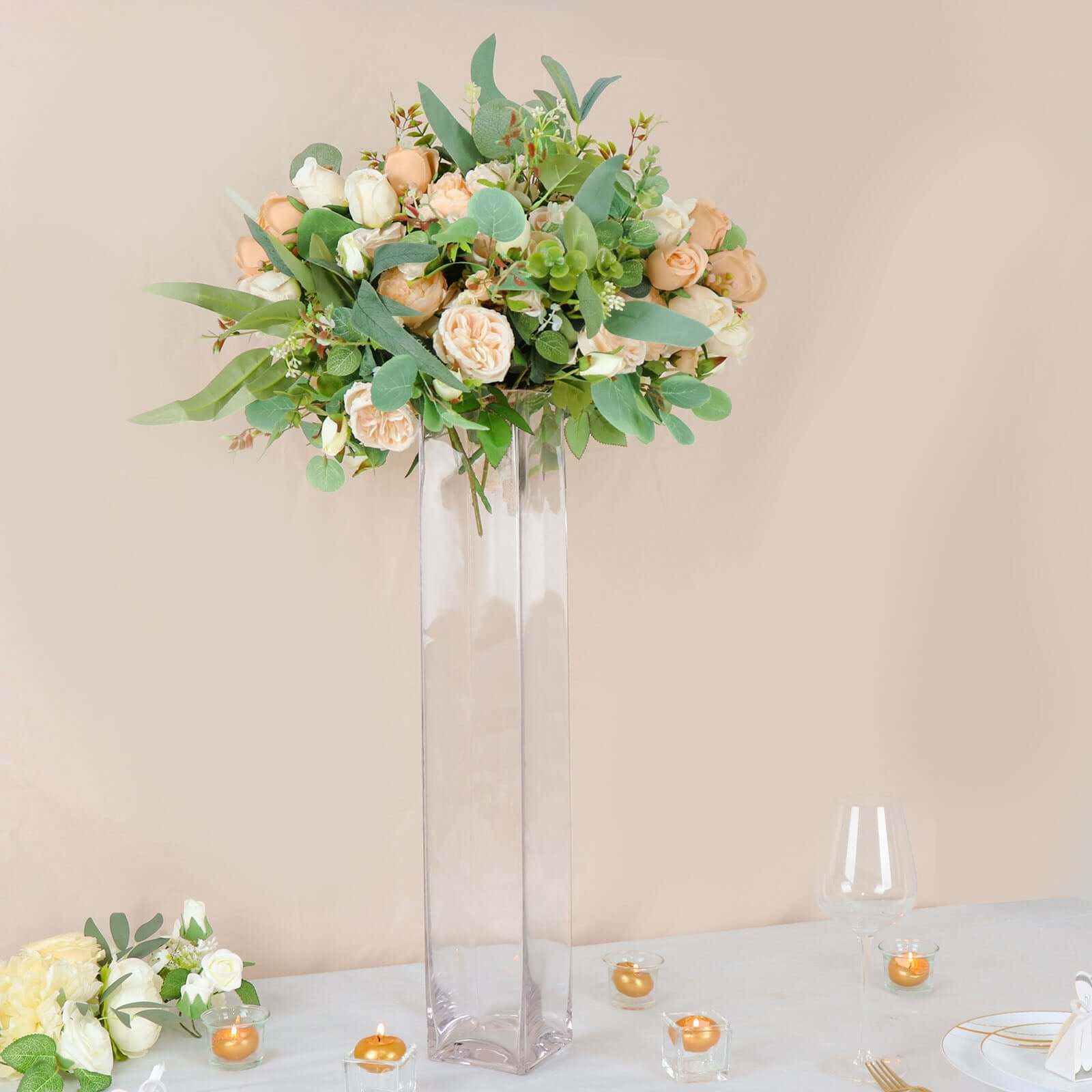6-Pack Glass Cylinder Vases Square Design 24" Clear - Heavy Duty Flower Centerpieces for Events - Image 12