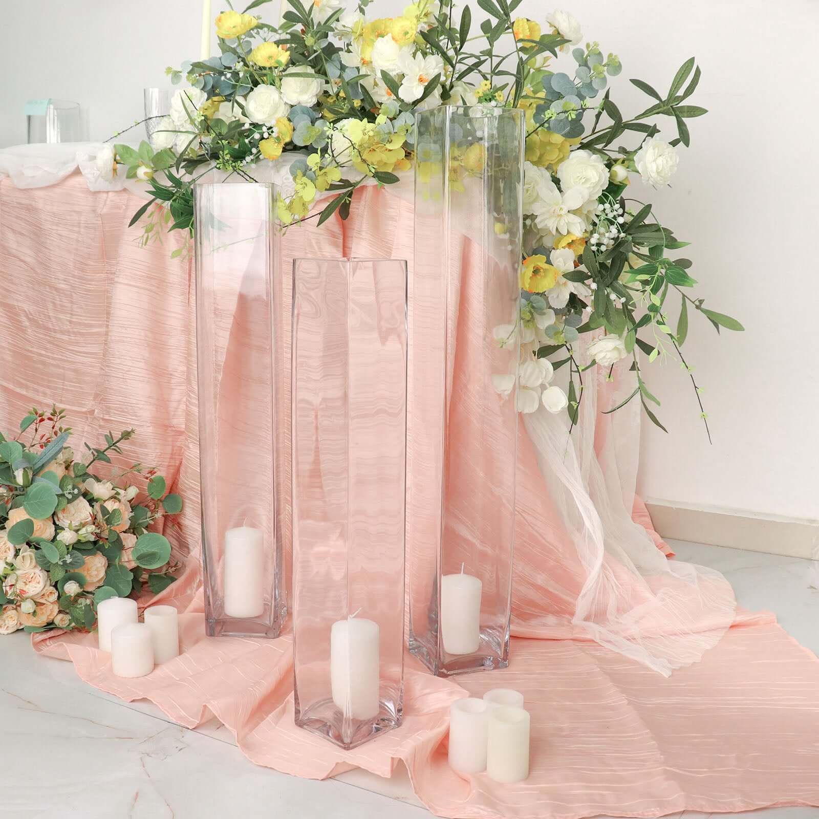6-Pack Glass Cylinder Vases Square Design 24" Clear - Heavy Duty Flower Centerpieces for Events - Image 13
