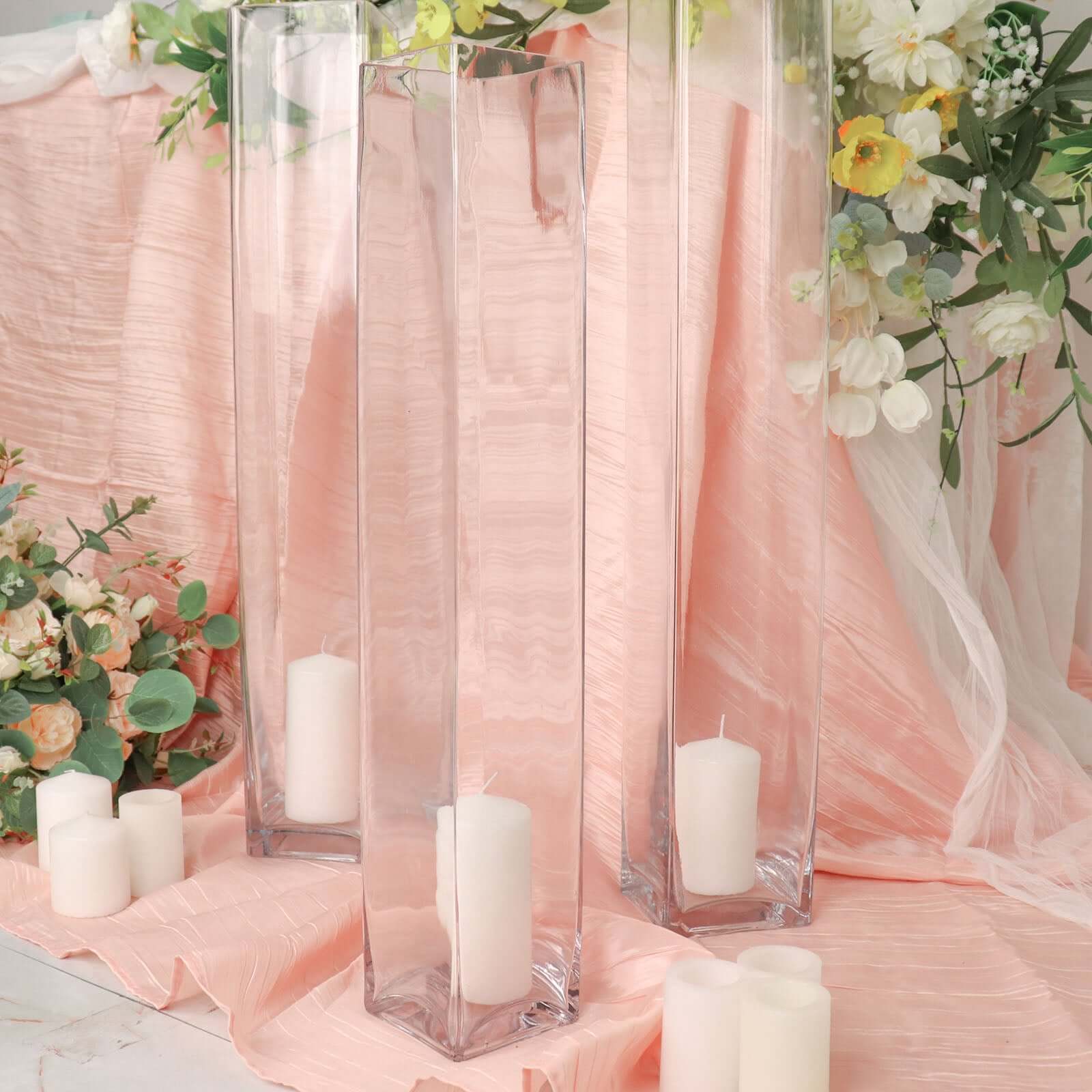 6-Pack Glass Cylinder Vases Square Design 24" Clear - Heavy Duty Flower Centerpieces for Events - Image 7