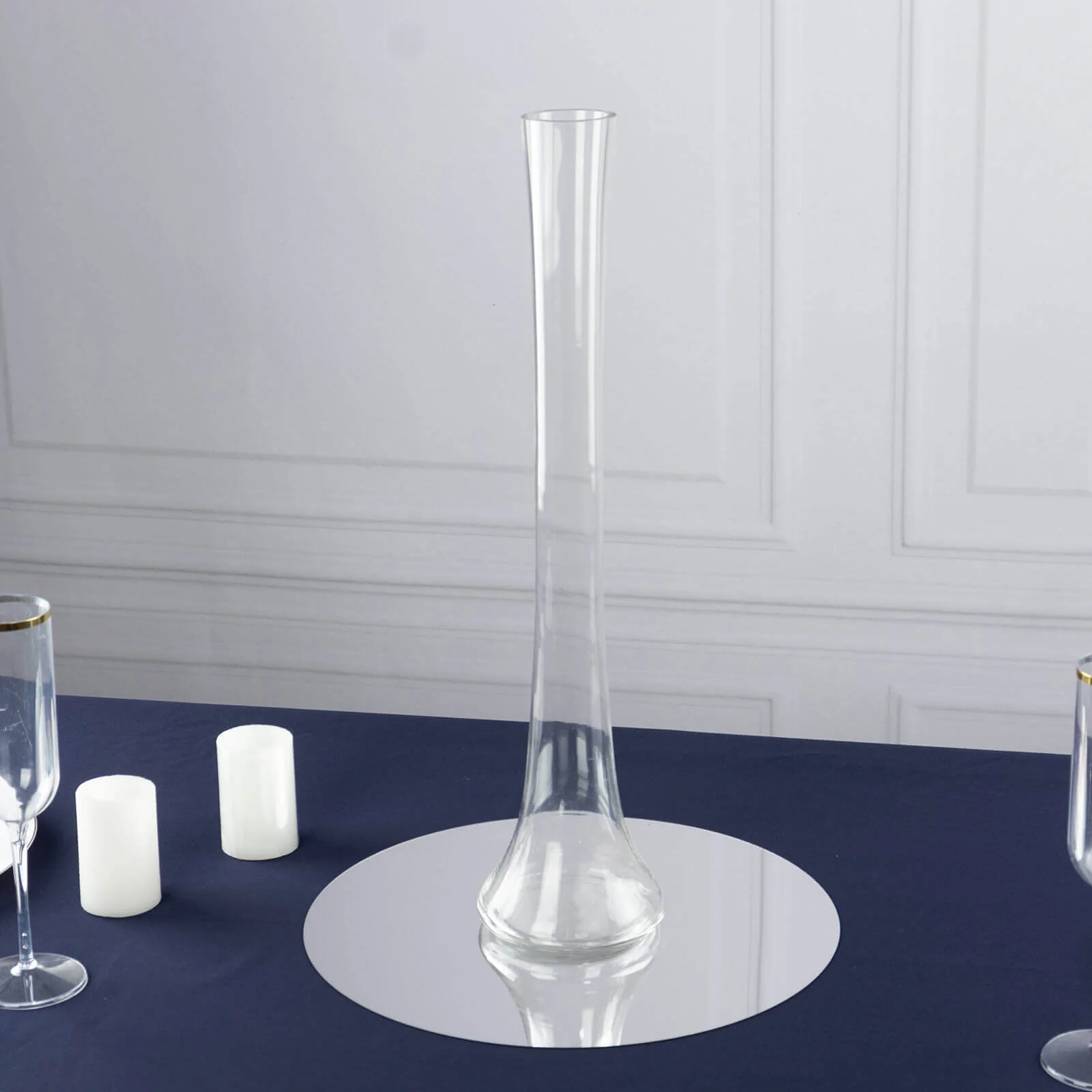 6-Pack Glass Eiffel Tower Vases 20" Clear with Round Base - Heavy Duty Skinny Flower Centerpieces - Image 2