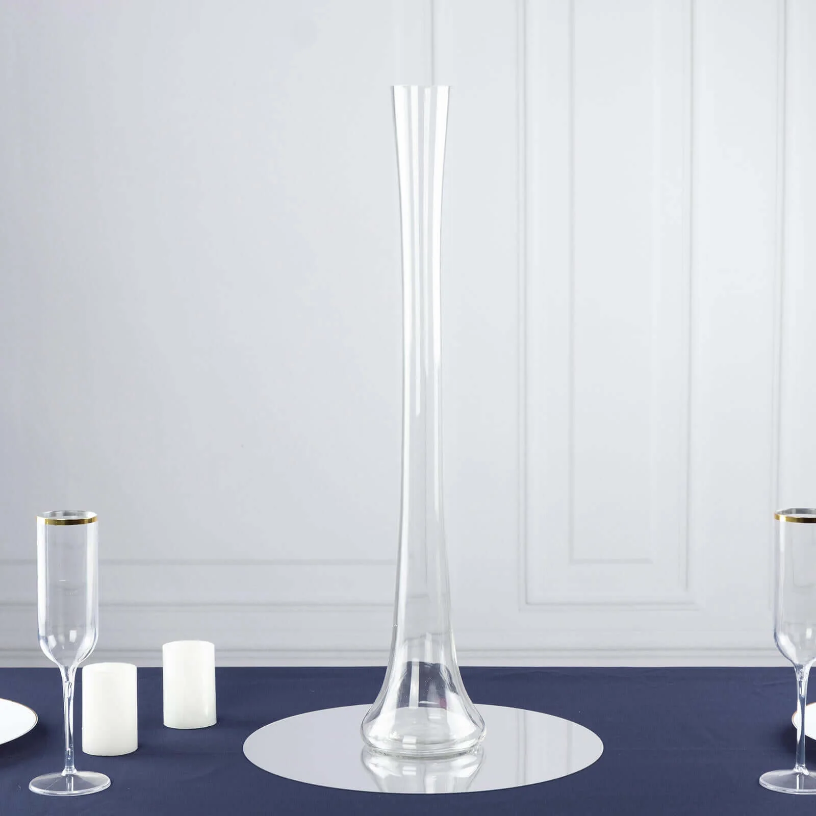 6-Pack Glass Eiffel Tower Vases 24" Clear with Round Base - Heavy Duty Skinny Flower Centerpieces - Image 6
