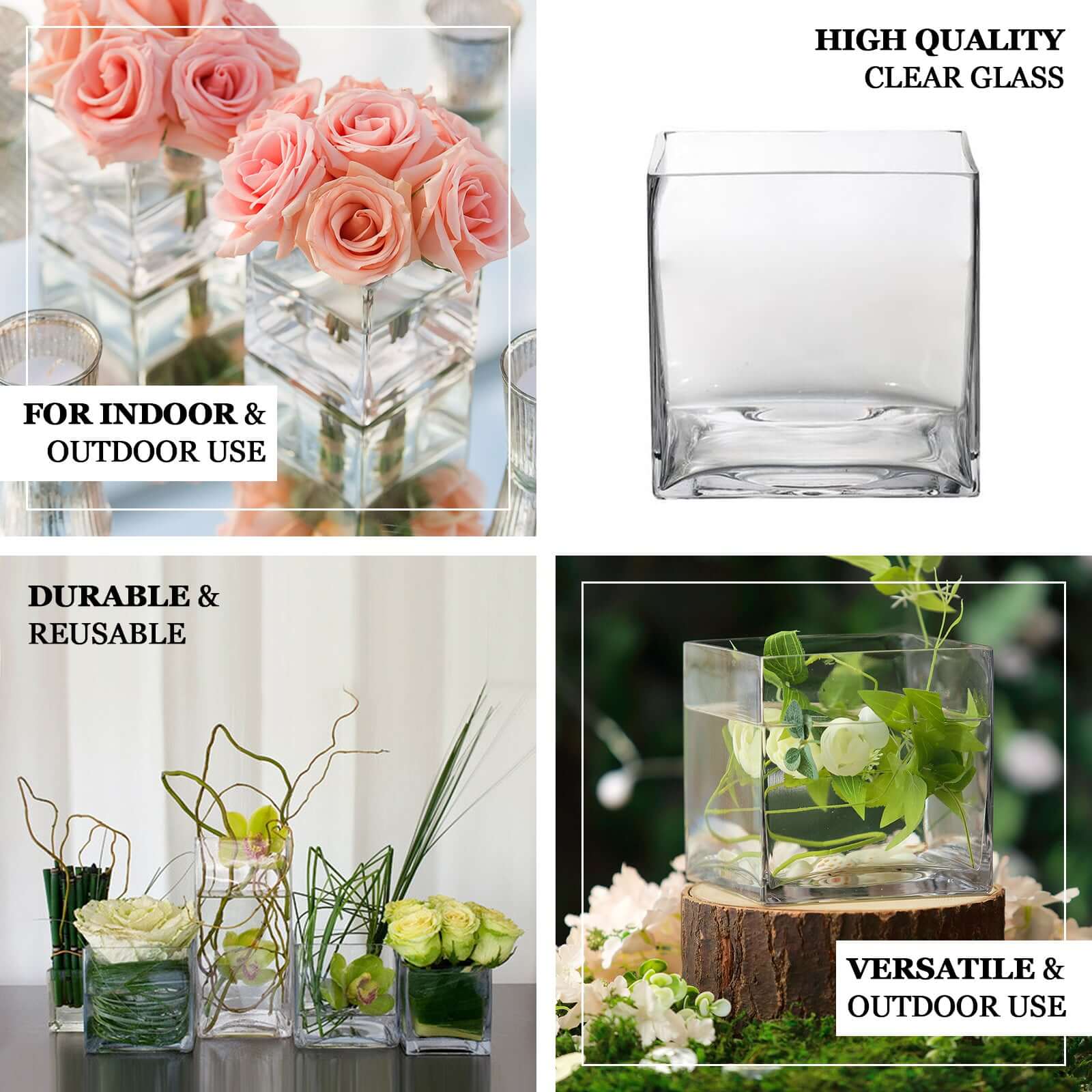 6-Pack Glass Flower Vases Heavy Duty 6" Clear - Durable Table Centerpieces for Events - Image 4