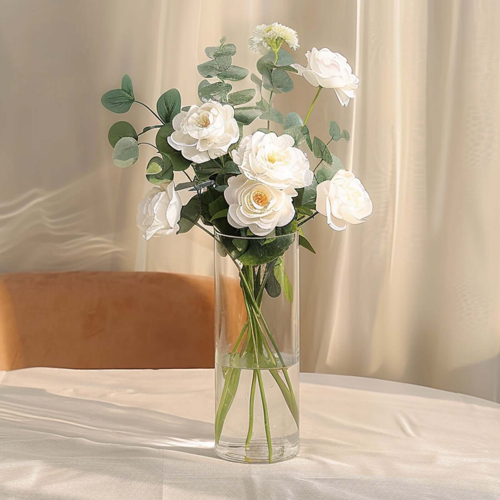 6-Pack Glass Flower Vases Heavy Duty Cylinder Design 12" Clear - Durable Centerpieces for Events