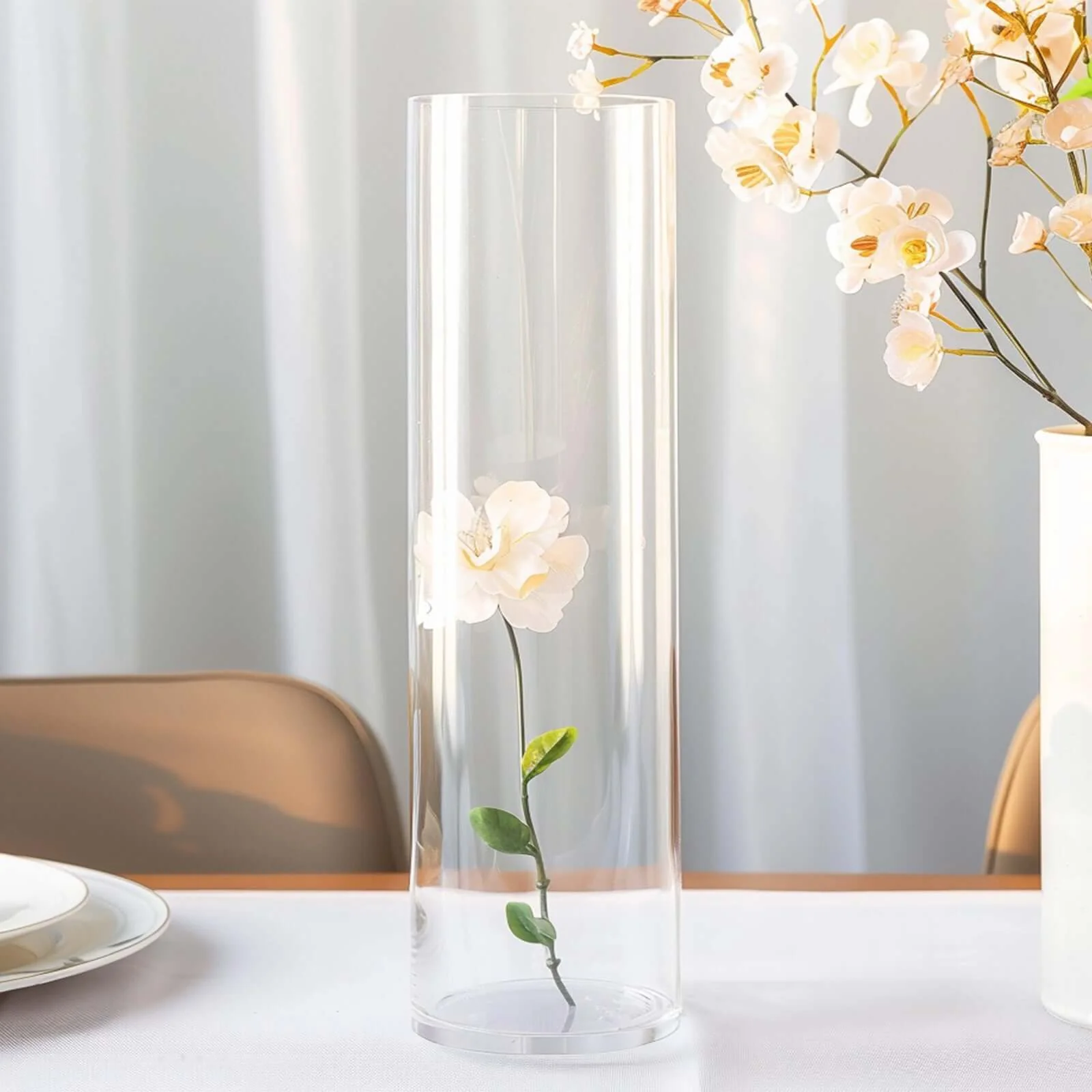 6-Pack Glass Flower Vases Heavy Duty Cylinder Design 14" Clear - Durable Centerpieces for Events - Image 7