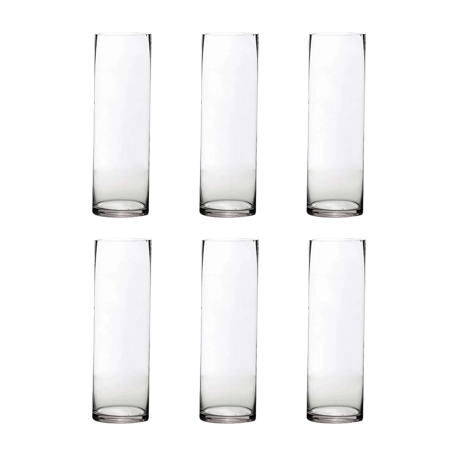 6-Pack Glass Flower Vases Heavy Duty Cylinder Design 16" Clear - Durable Centerpieces for Events - Image 6
