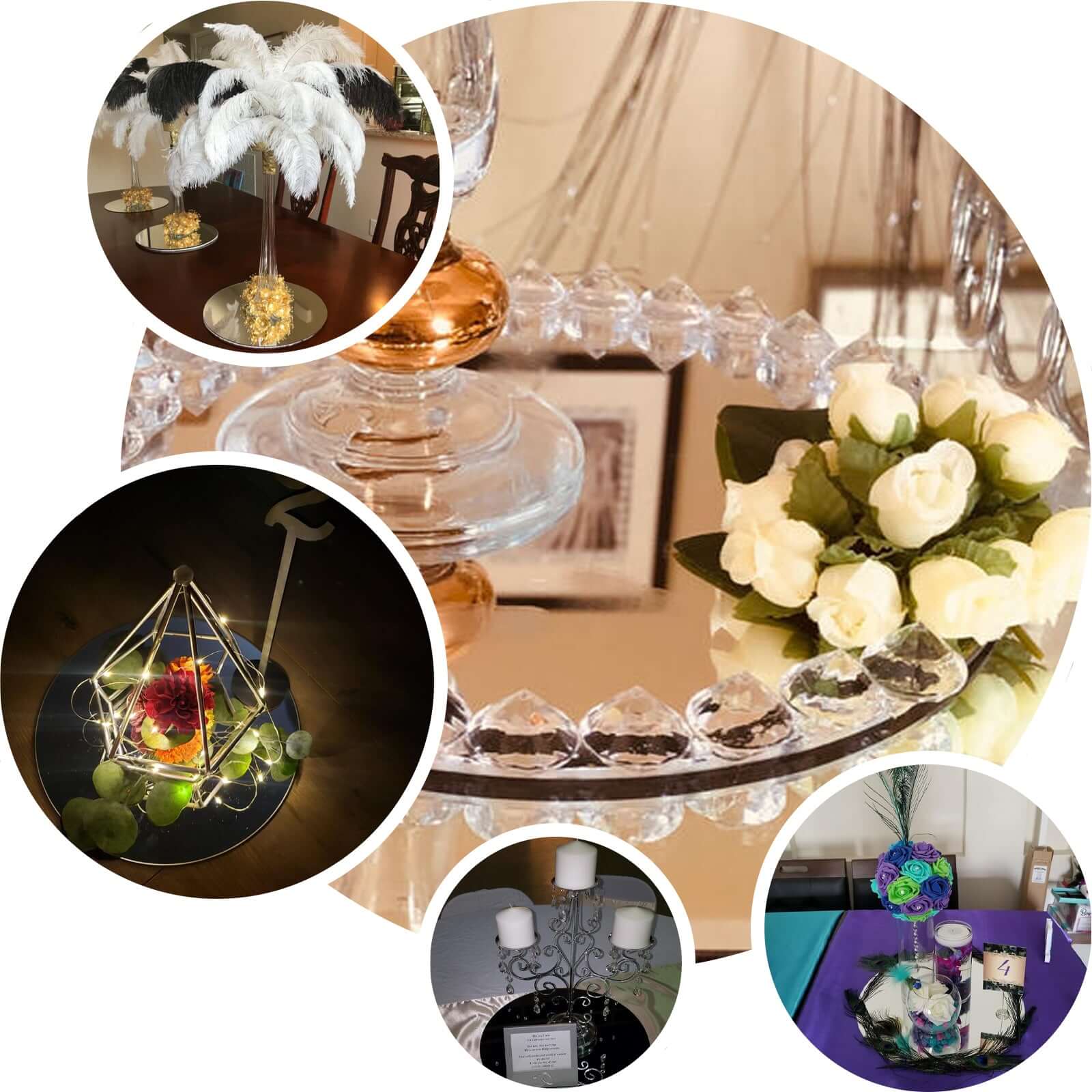6-Pack Glass Mirror Table Centerpiece 10" Round Hanging Wall Decor - Reflective Event Decorations - Image 5