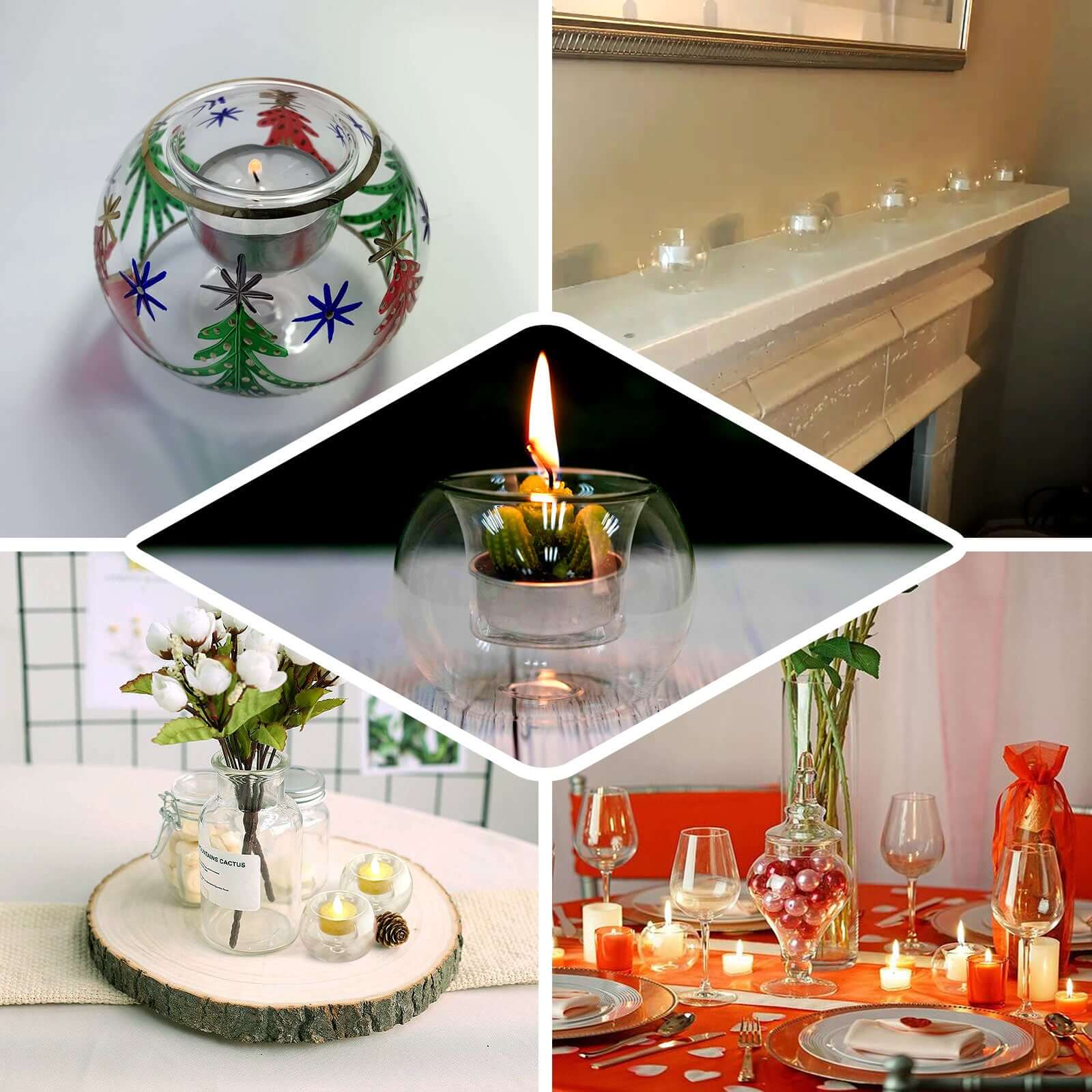 6-Pack Glass Tealight Candle Holders 3" Crystal Clear Globe Design - Votive Candle Holders for Events - Image 5