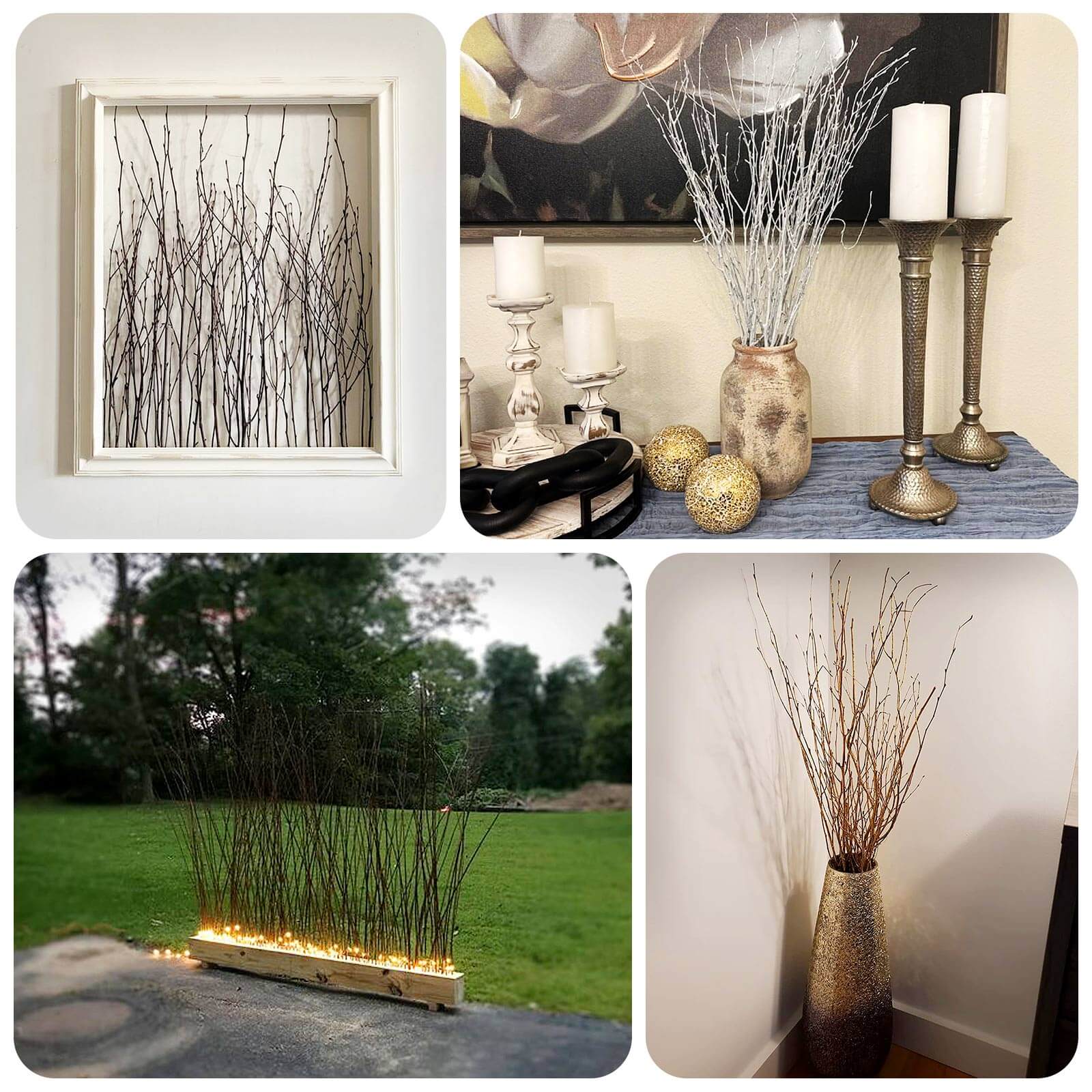 6-Pack Birch Tree Branches 46" Metallic Gold - Rustic Dried Willow Twigs Sticks - Image 5