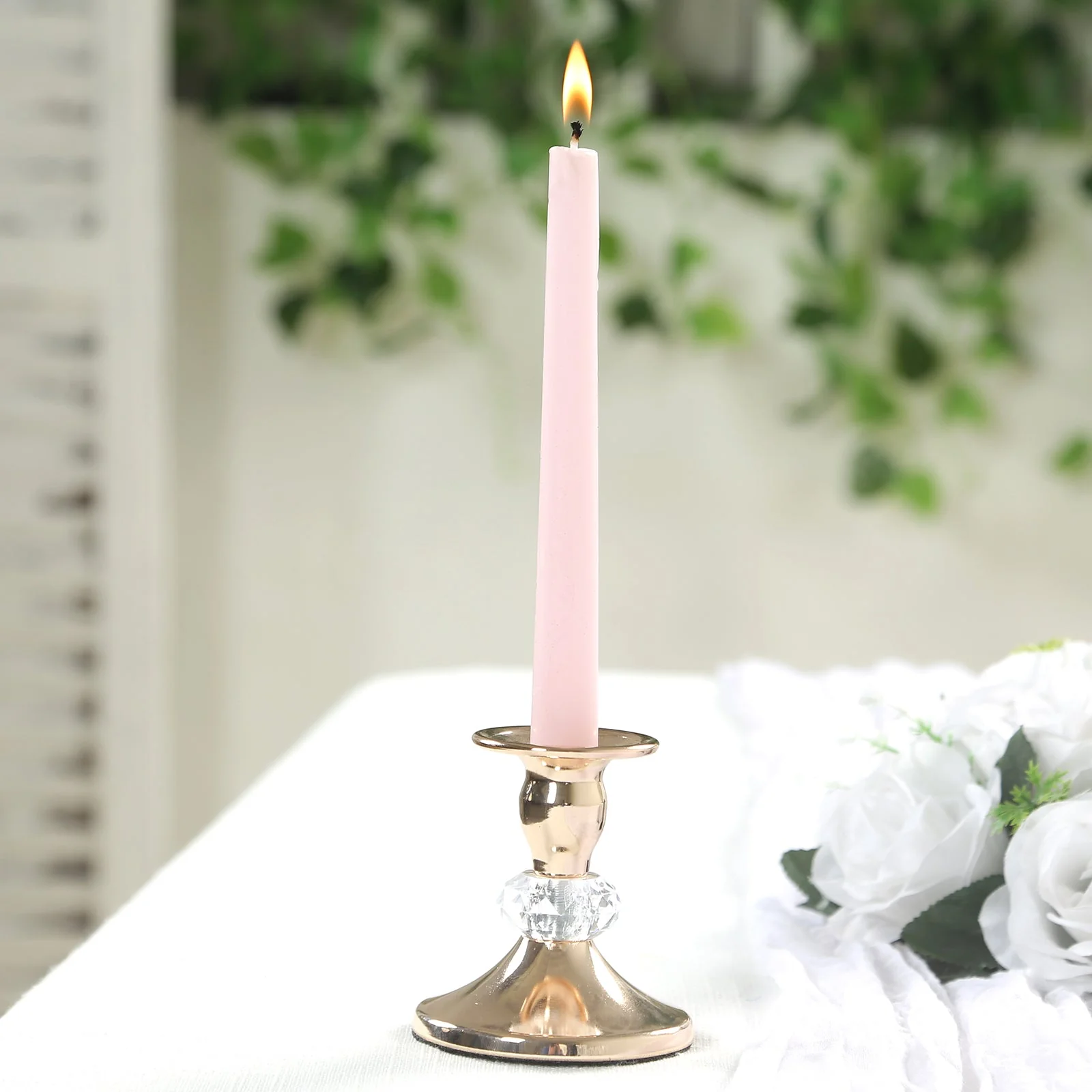 6 Pack Gold Metal Taper Candle Holders with Crystal Ball, Elegant 3.5" Vintage Candle Stick Stands - Image 5
