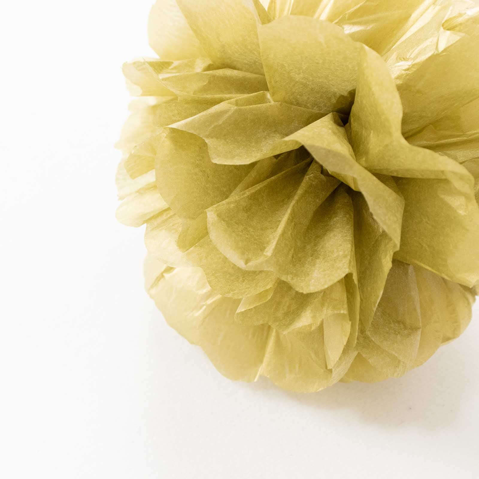 6 Pack Gold Tissue Paper Pom Poms Flower Balls, Ceiling Wall Hanging Decorations 6" - Image 12