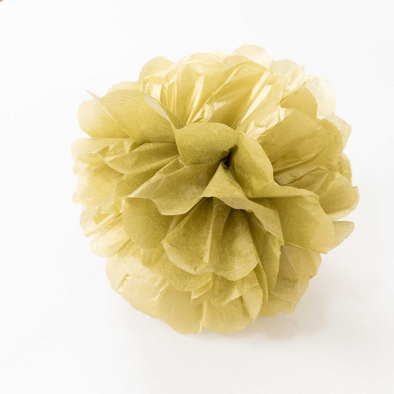 6 Pack Gold Tissue Paper Pom Poms Flower Balls, Ceiling Wall Hanging Decorations 6" - Image 7