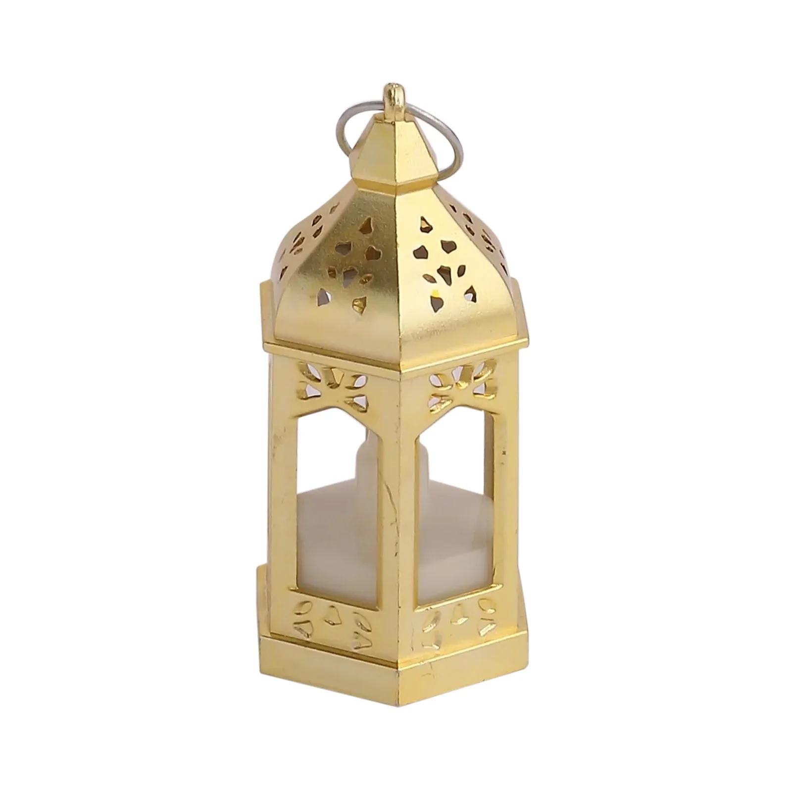 6-Pack LED Mini Lanterns Gold 3.5" Moroccan Style Warm White - Flickering Tealights Battery Operated Candle Lamp Centerpieces - Image 6