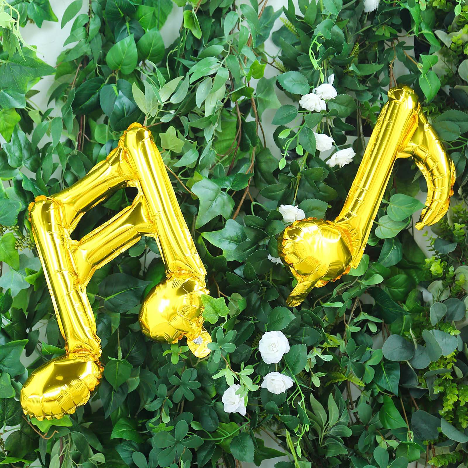 6 Pack Metallic Gold Single and Double Music Note Mylar Foil Balloons - Image 2