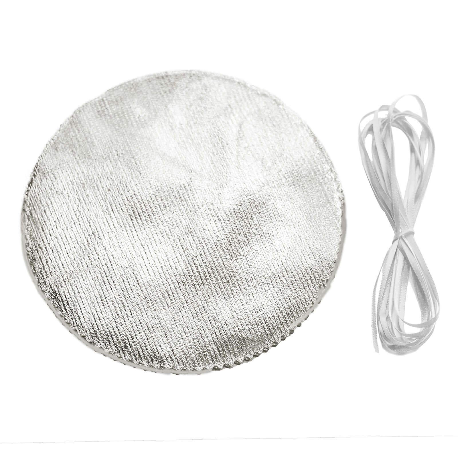 6-Pack Metallic Silver Fabric Jar Covers 6" Round Lame Design with Satin Tie String - DIY Party Favors & Craft Supplies - Image 7